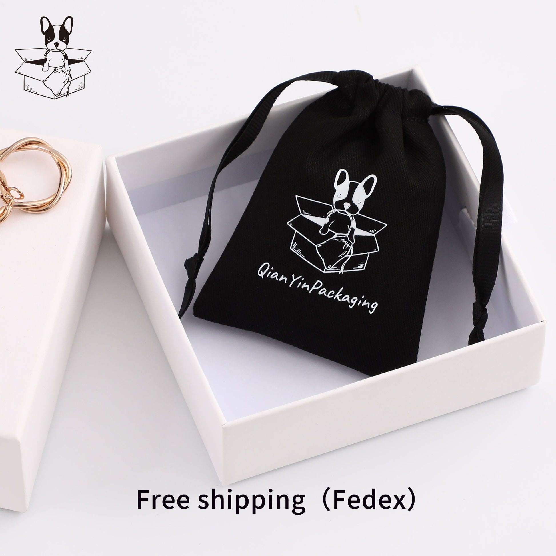 Custom Logo Cotton Drawstring Bag, Personalized Jewelry Packaging-5