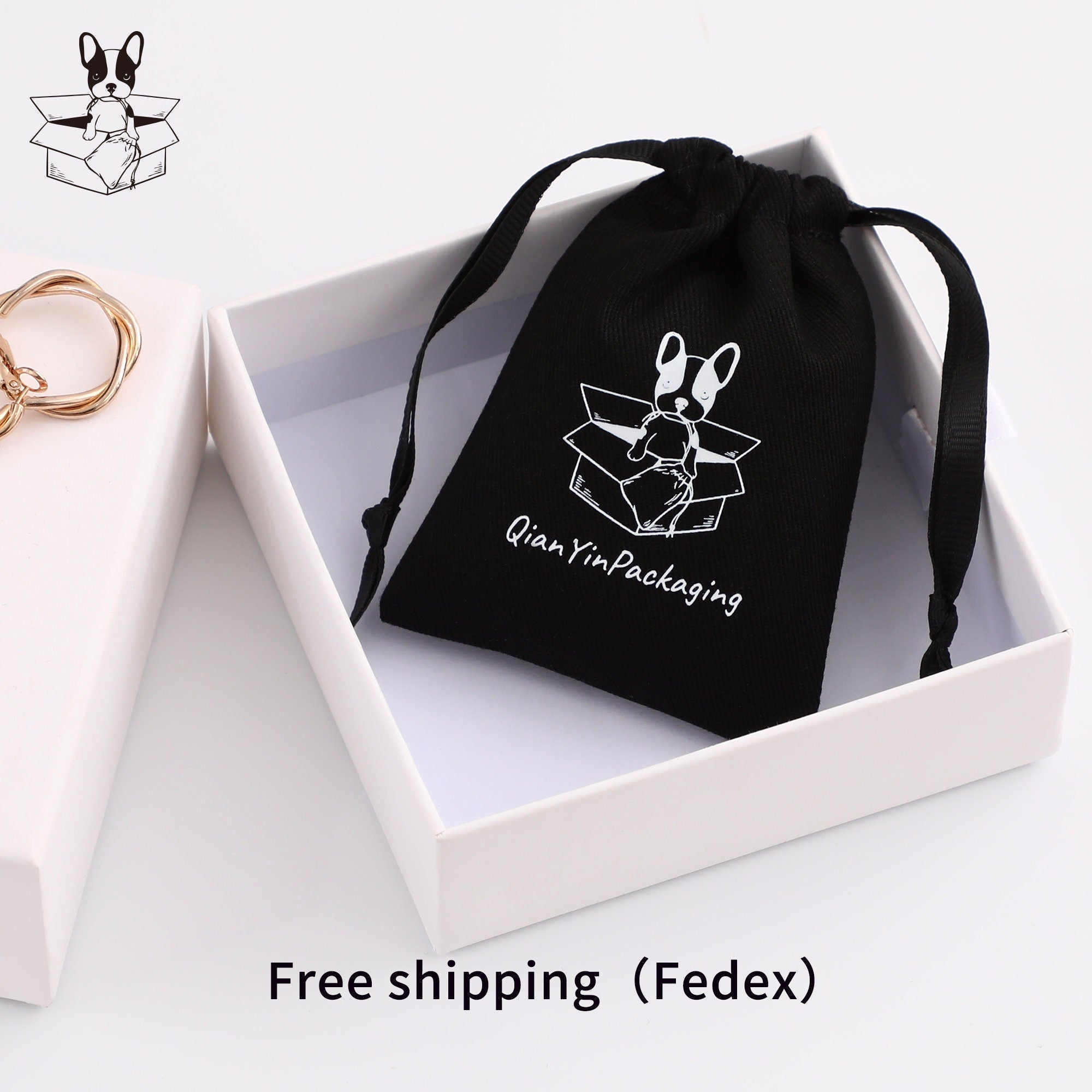 Custom Logo Cotton Drawstring Bag, Personalized Jewelry Packaging-zoom-5