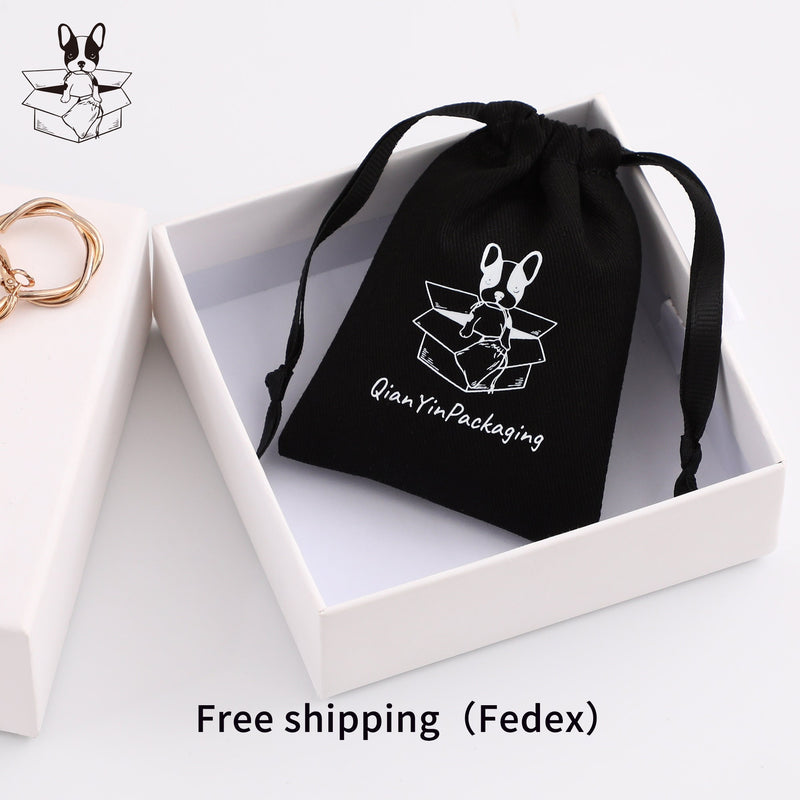 Custom Logo Cotton Drawstring Bag, Personalized Jewelry Packaging-zoom-