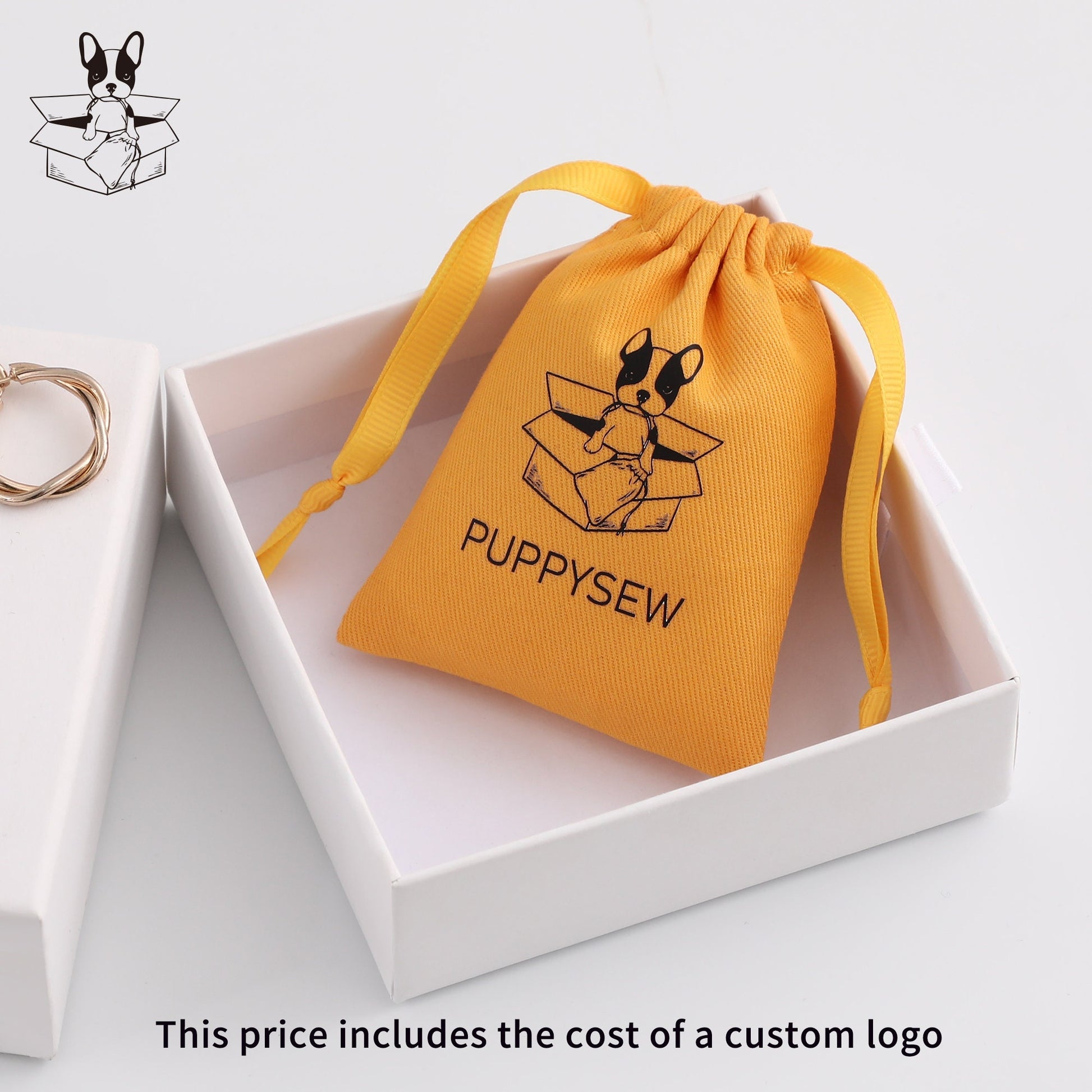 Custom Logo Cotton Drawstring Bag, Personalized Jewelry Pouch-1