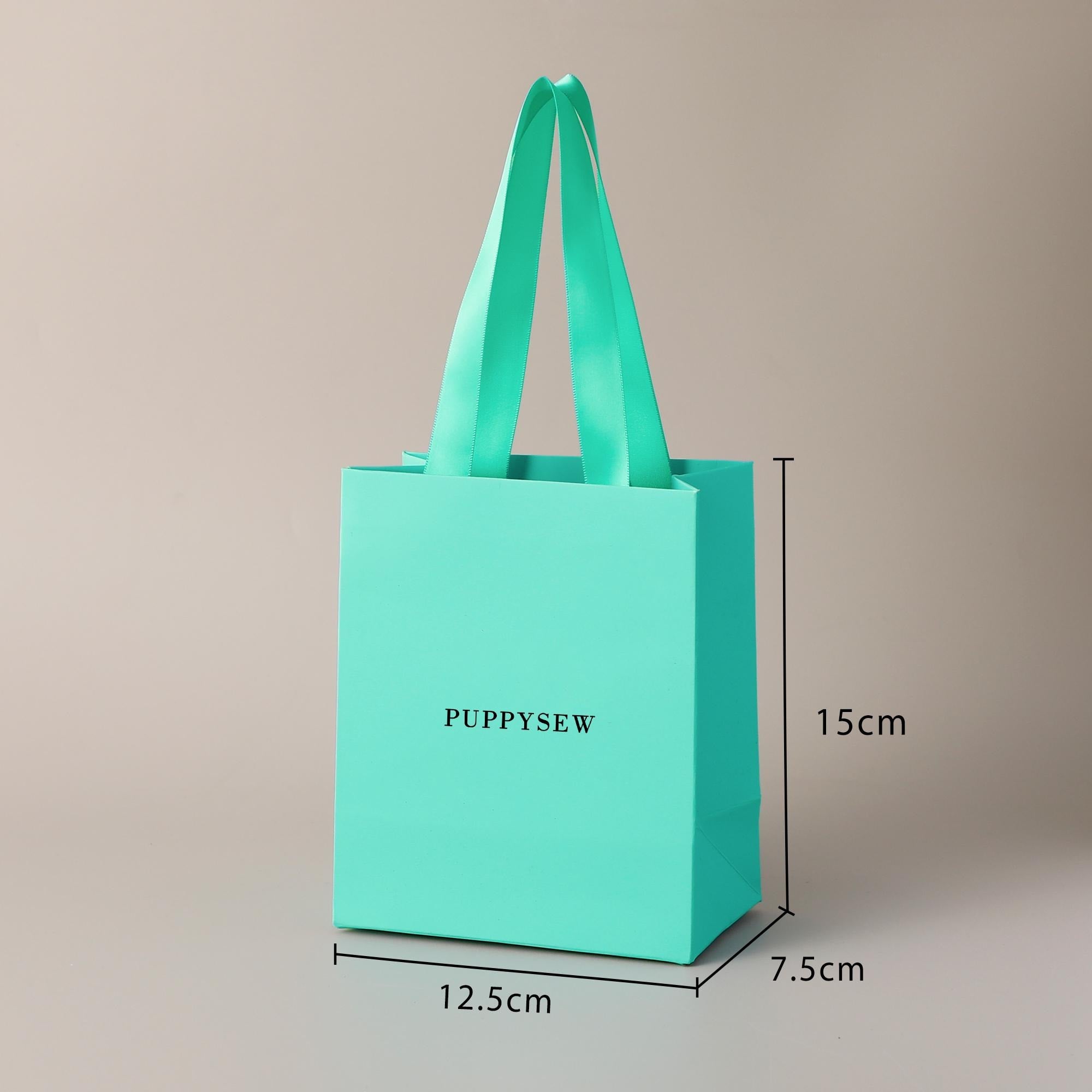Custom Logo Teal Paper Gift Bags with Satin Handles, Wedding Favors, Boutique Packaging-zoom-6