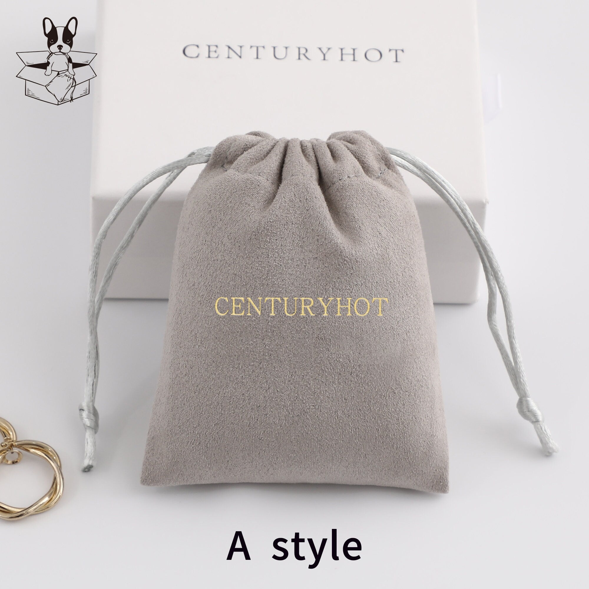 Personalized Suede Drawstring Bag: Custom Logo Jewelry Pouch-zoom-5