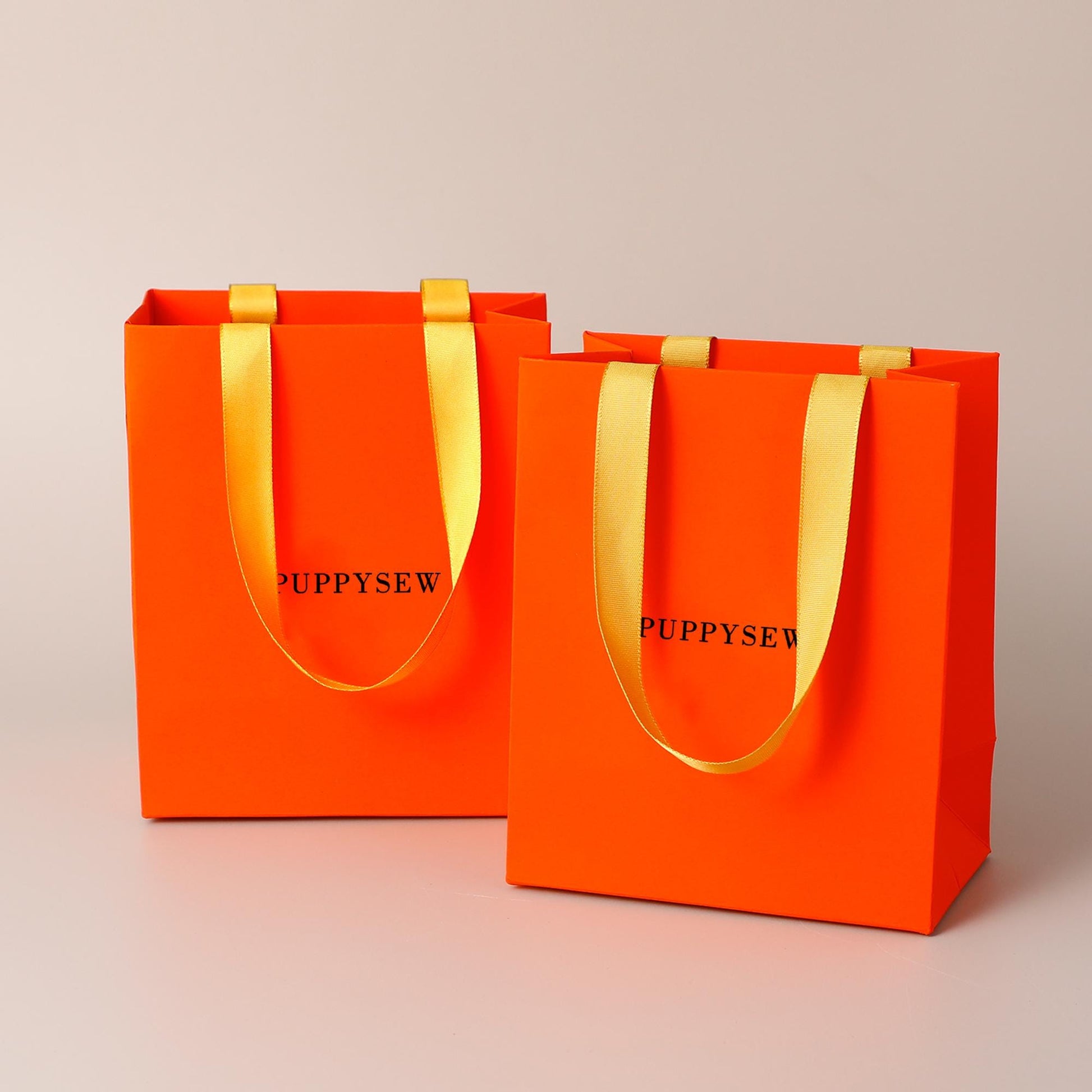 Orange Luxury Paper Gift Bags with Gold Handles | Wedding Favor, Small Business Packaging-5