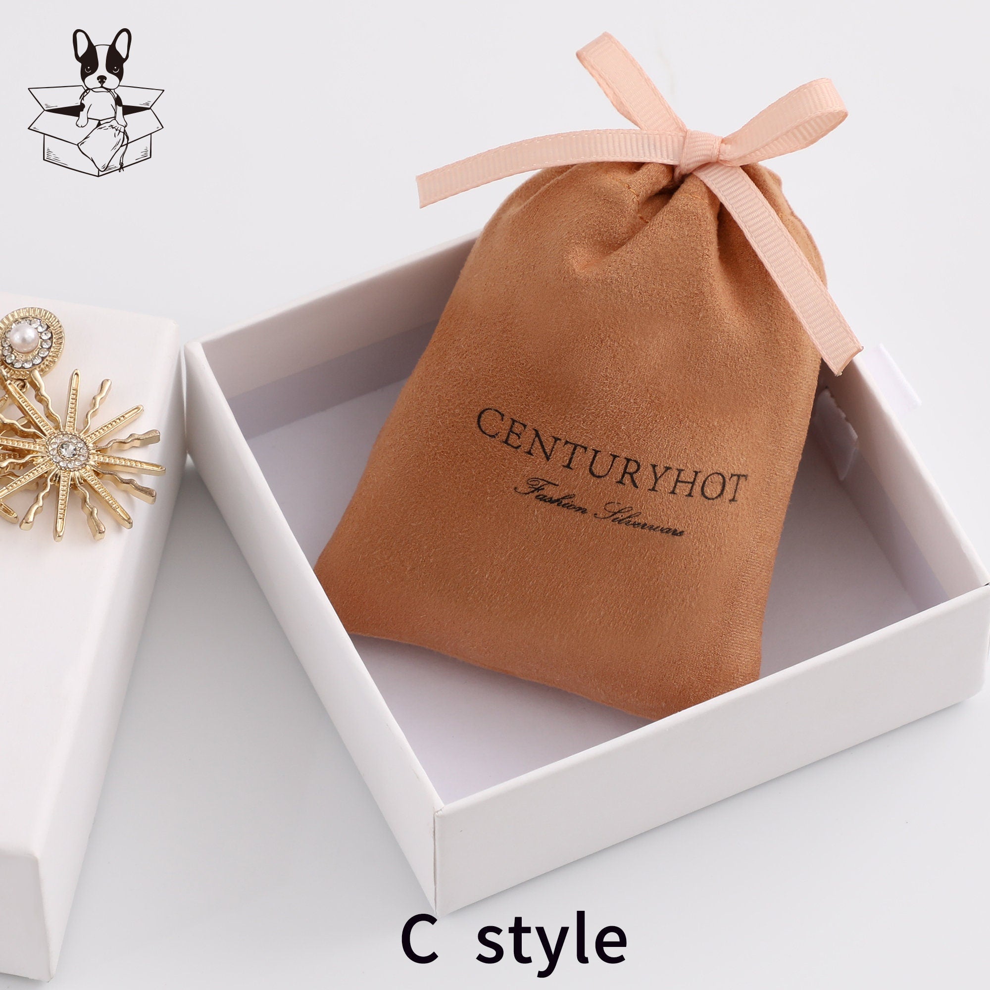 Personalized Suede Drawstring Bag: Custom Logo Jewelry Pouch-zoom-3