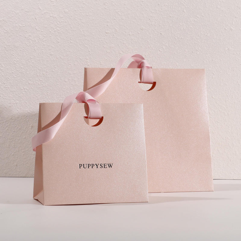 Custom Pink Ribbon Paper Bags, Luxury Boutique Packaging, Personalized Logo-zoom-