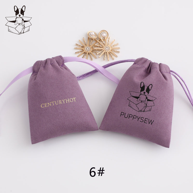 Personalized Purple Microfiber Drawstring Bag, Custom Logo Jewelry Packaging-zoom-