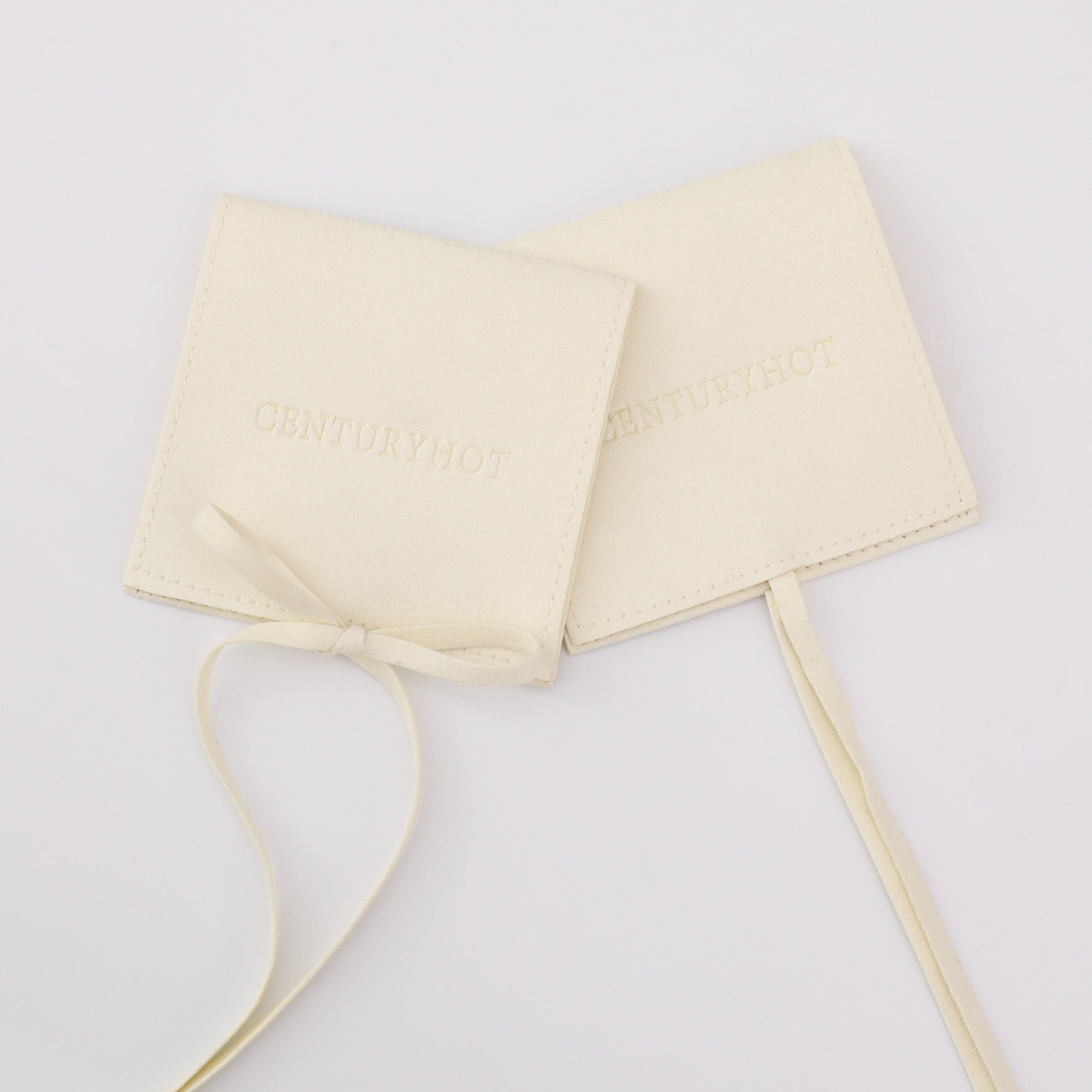 50 Beige Microfiber Jewelry Bag, Personalized Logo Envelope Pouch-zoom-6