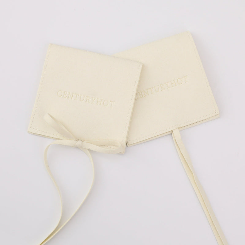 50 Beige Microfiber Jewelry Bag, Personalized Logo Envelope Pouch-zoom-