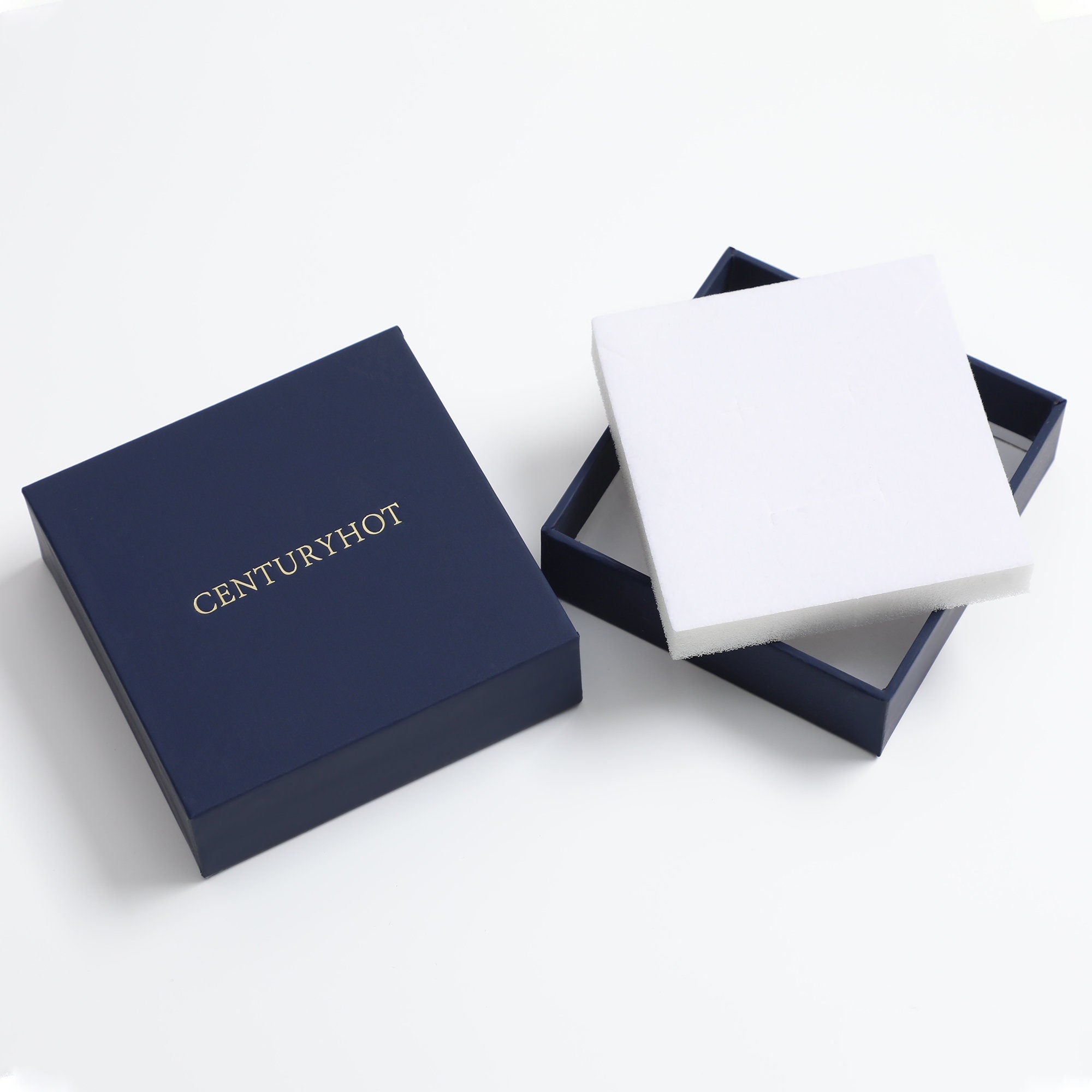 50 Blue Cardboard Jewelry Boxes (9x9x3.2cm), Personalized Logo-zoom-2