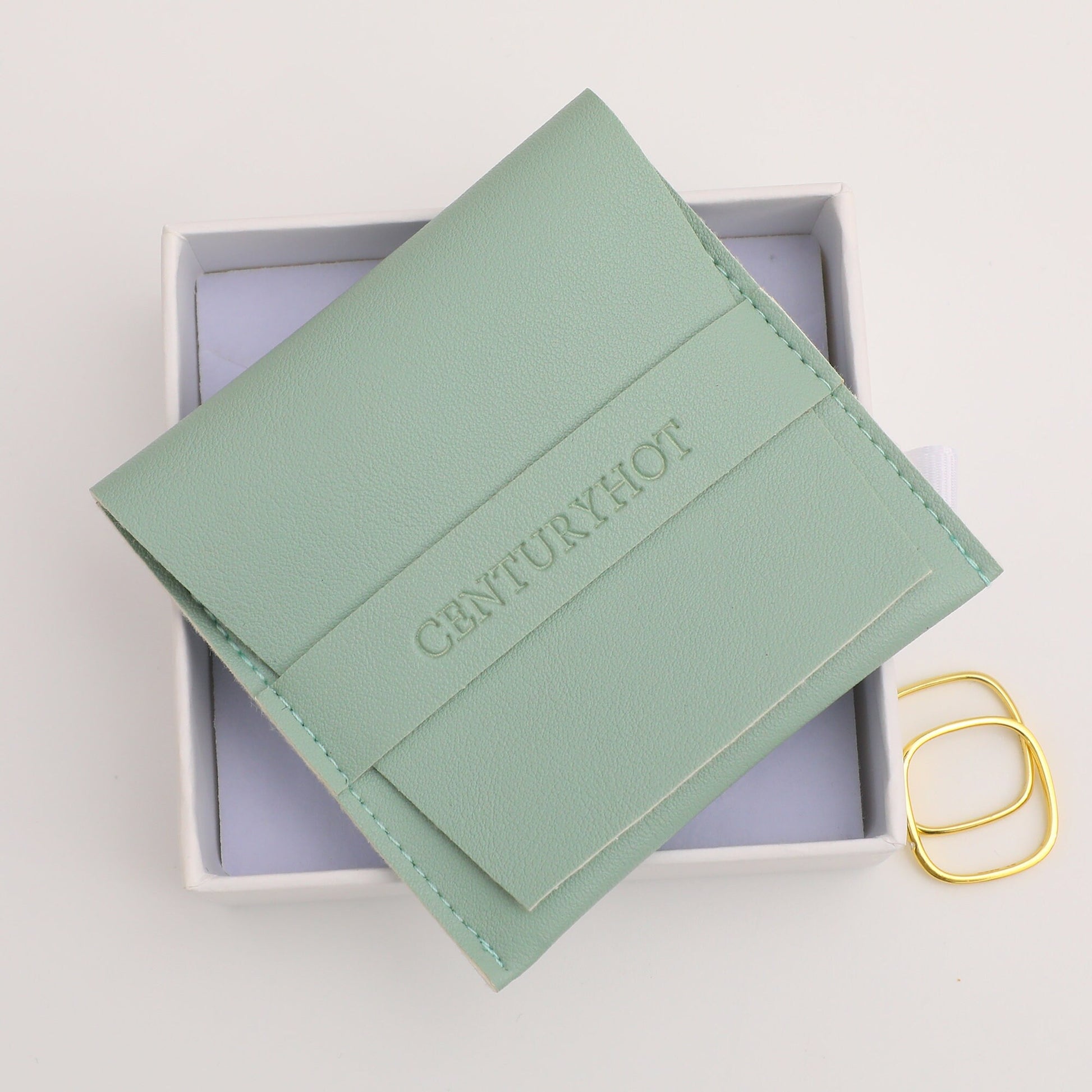 50pc Green PU Leather Jewelry Pouch, Custom Logo-9