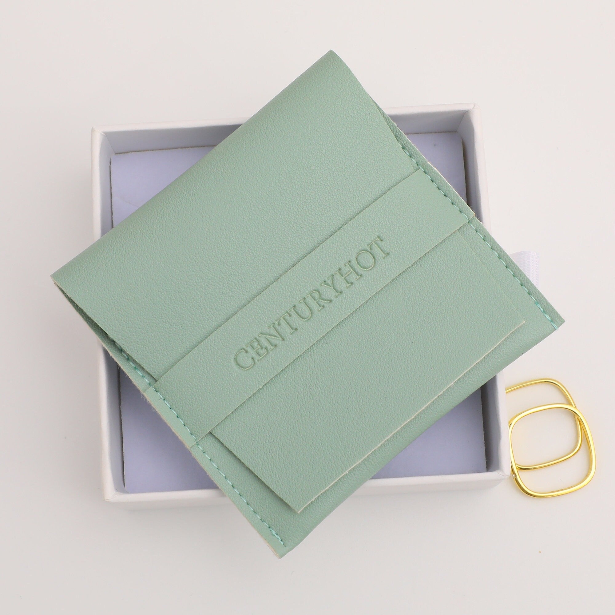 50pc Green PU Leather Jewelry Pouch, Custom Logo-zoom-9