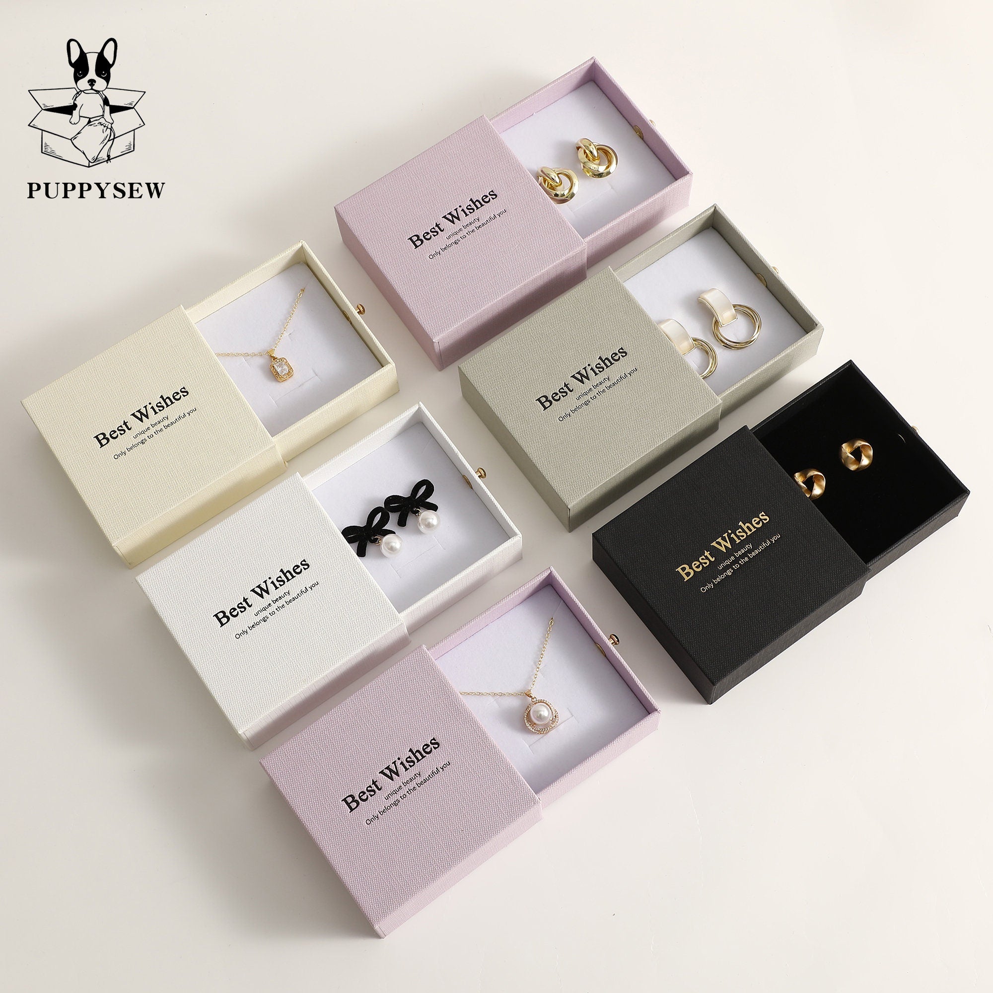 Customizable Jewelry Box with Metal Handle - Necklace, Ring Packaging (50pcs)-zoom-2