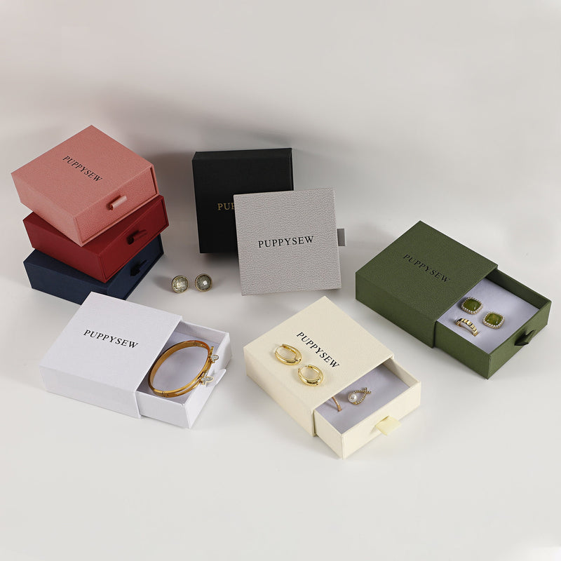 Exquisite Drawer Jewelry Box (9x9x3.5cm) - Personalized Logo Available-zoom-