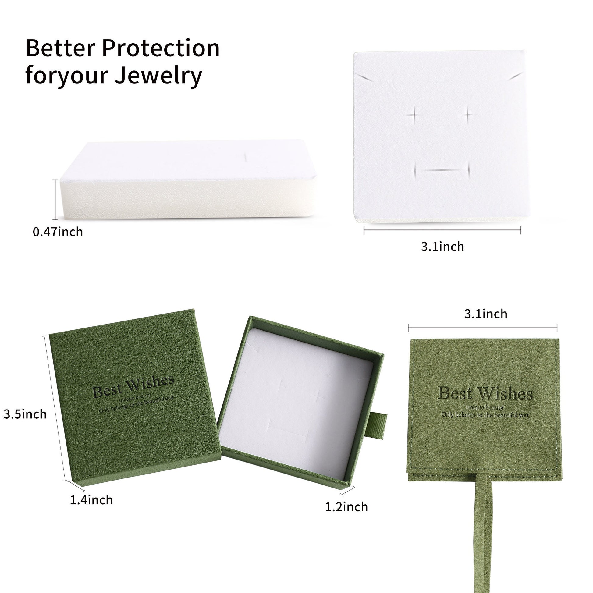 Customizable Green Microfiber Jewelry Box with Bag (9x9cm)-9