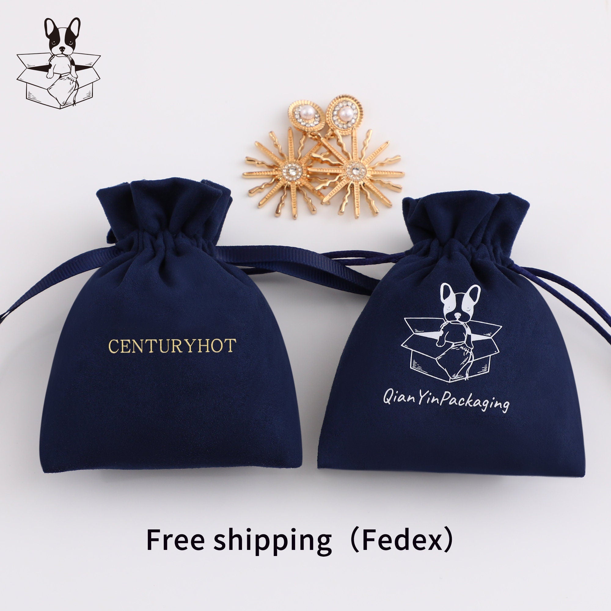 50 Personalized Logo Suede Drawstring Bag, Jewelry Pouch-zoom-3