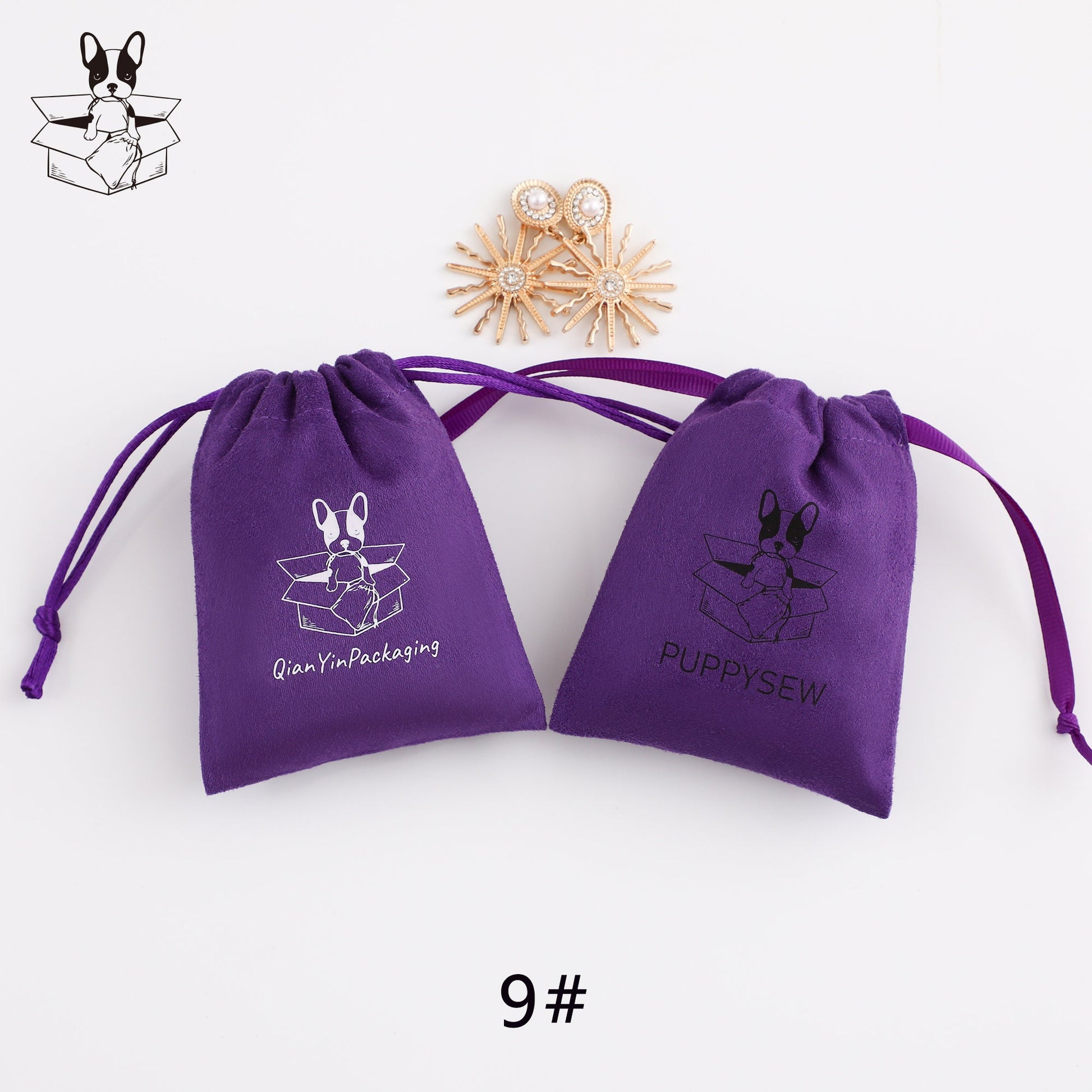 50 Personalized Logo Suede Drawstring Bags, Jewelry Pouch-8