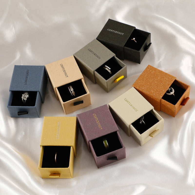 50 Personalized Logo Jewelry Gift Boxes with Sponge Pad-zoom-
