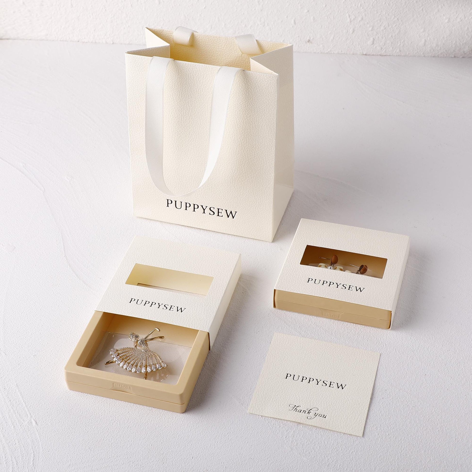 Custom Logo Jewelry Packaging Set | Floating PE Box, Gift Bag, Card (50 Sets)-4