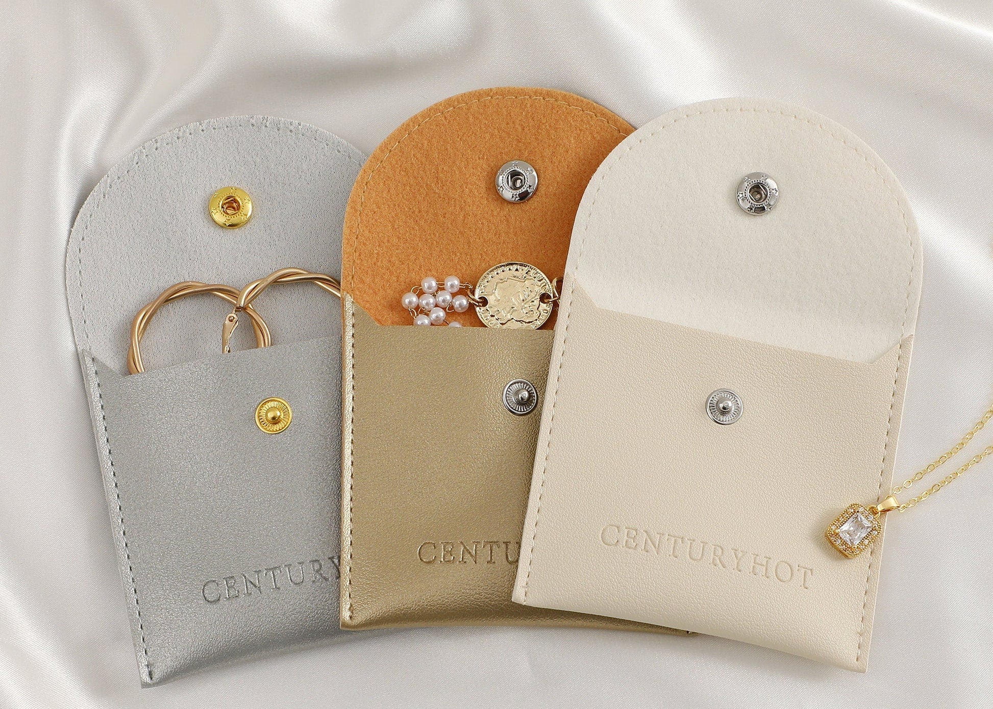 Custom Logo Faux Leather Pouch, Personalized Jewelry Ring Pouch-7