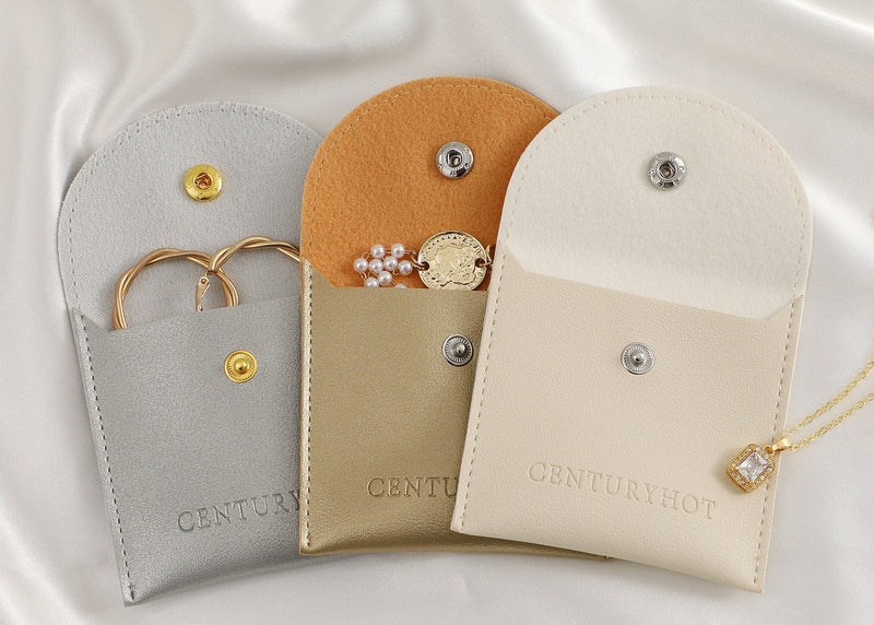 Custom Logo Faux Leather Pouch, Personalized Jewelry Ring Pouch-zoom-