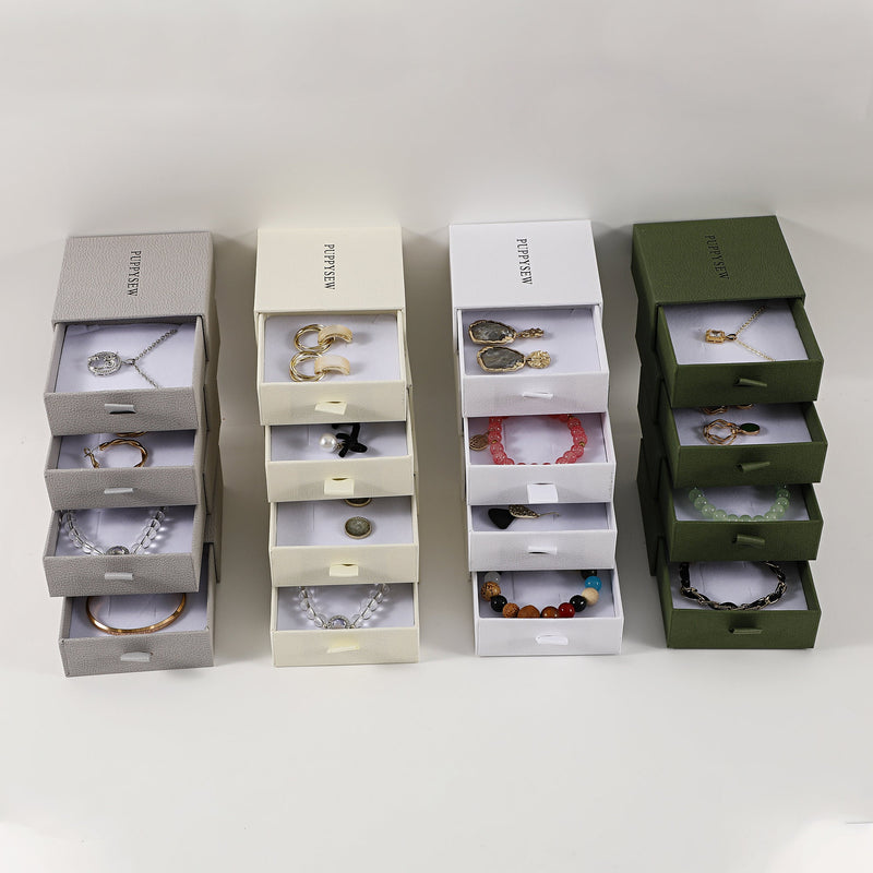 Exquisite Drawer Jewelry Box (9x9x3.5cm) - Personalized Logo Available-zoom-