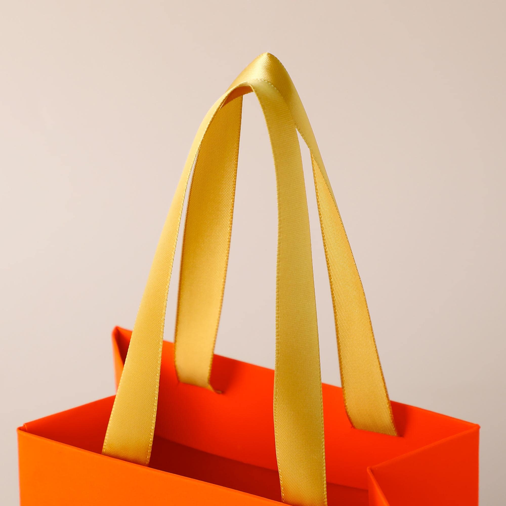 Orange Luxury Paper Gift Bags with Gold Handles | Wedding Favor, Small Business Packaging-zoom-8