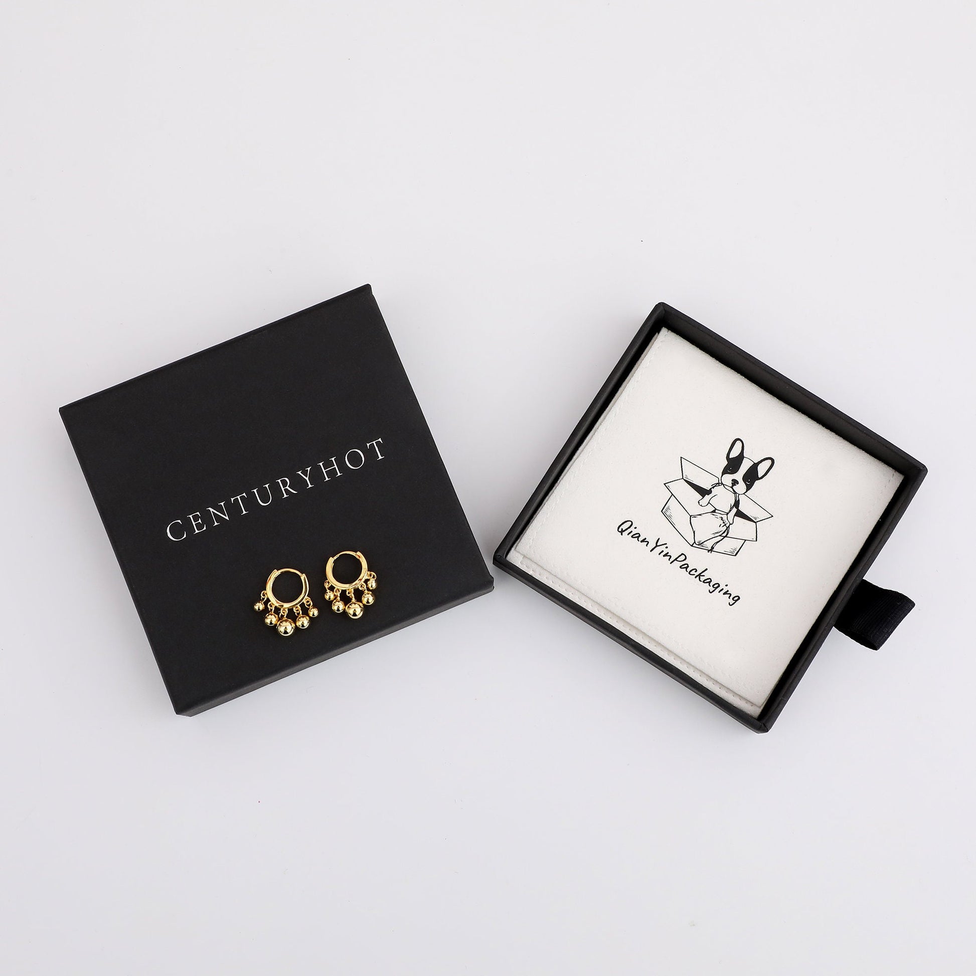 Custom Embossed Logo Jewelry Box & Bag Set, Personalized Packaging (9x9cm)-5