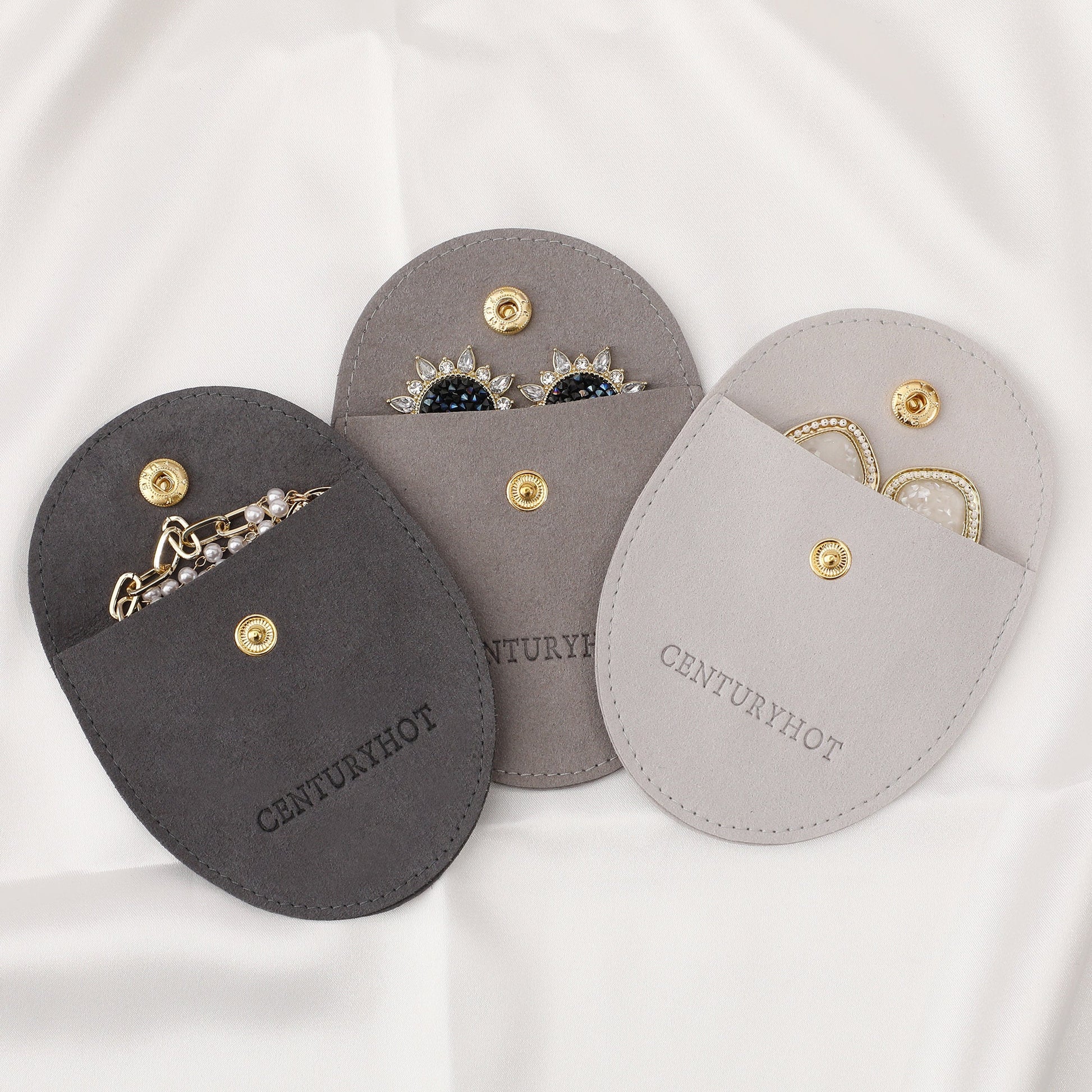 50 Personalized Microfiber Jewelry Bags, Embossed Logo, Custom Packaging-7