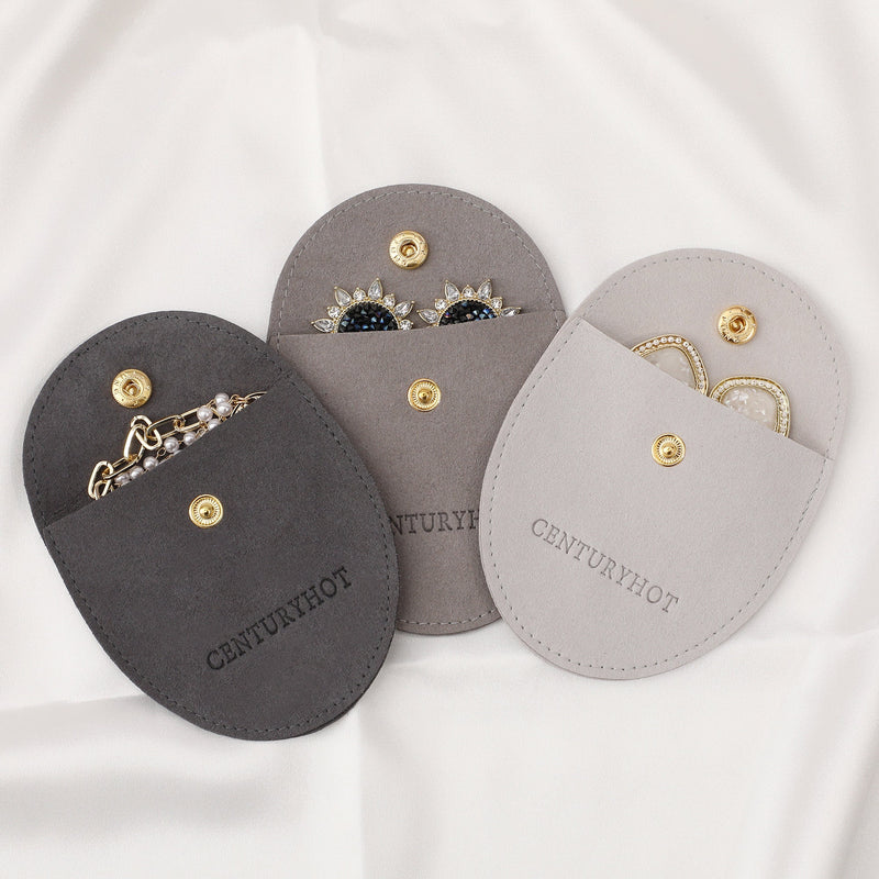 50 Personalized Microfiber Jewelry Bags, Embossed Logo, Custom Packaging-zoom-