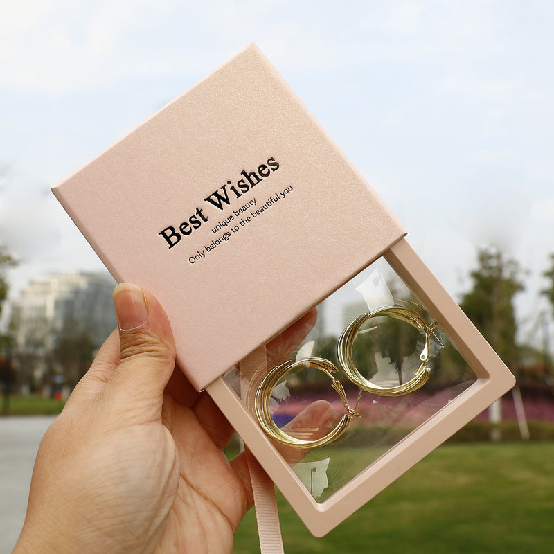 50pcs Custom Logo Jewelry Gift Box - Transparent Suspension Film Packaging-zoom-