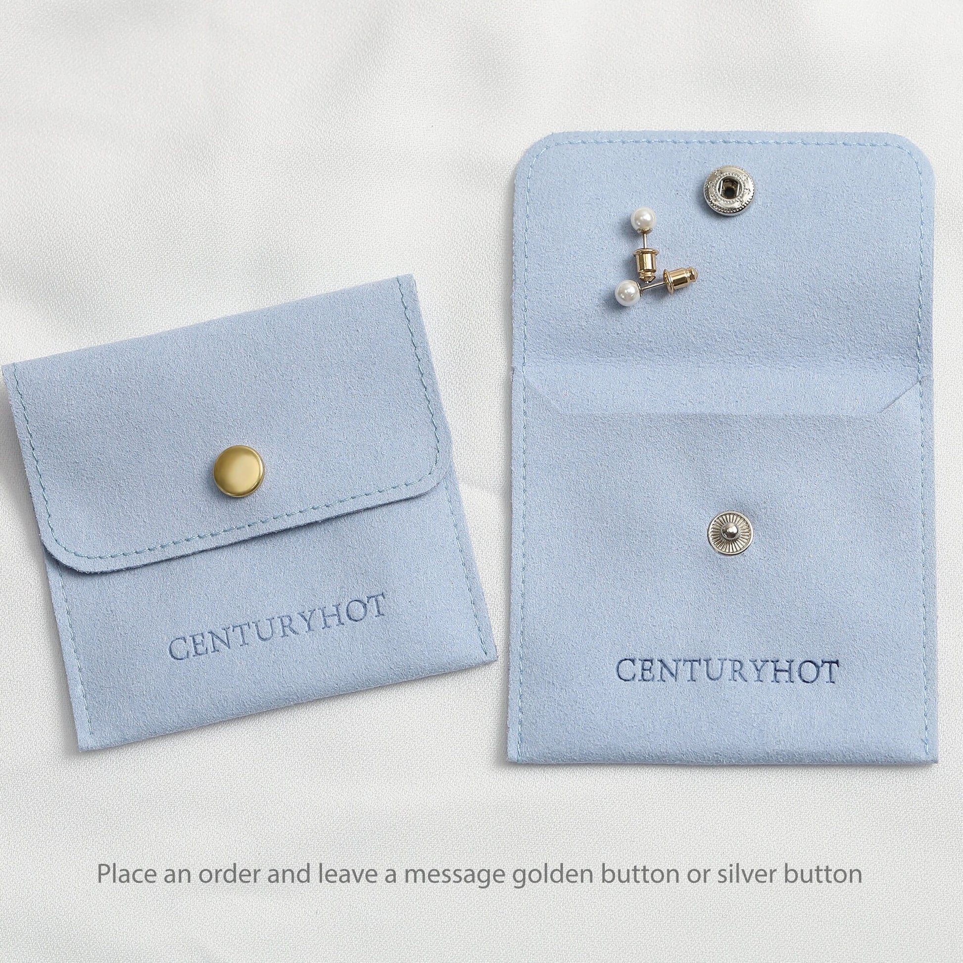 Custom Logo Microfiber Jewelry Bag with Button (50 Pieces)-2