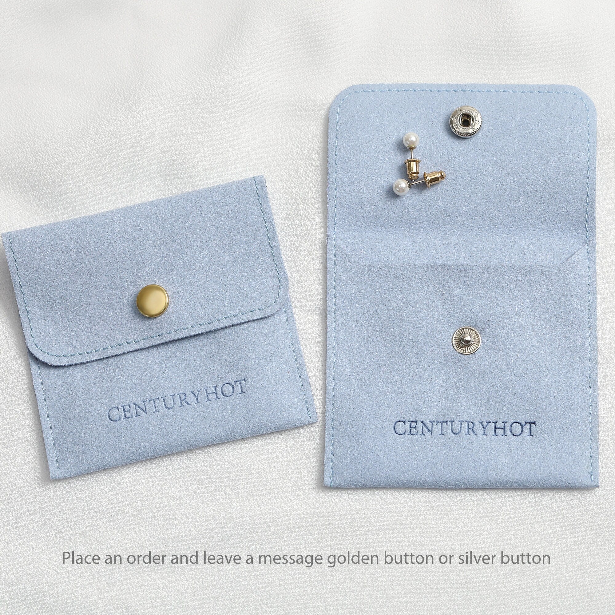 Custom Logo Microfiber Jewelry Bag with Button (50 Pieces)