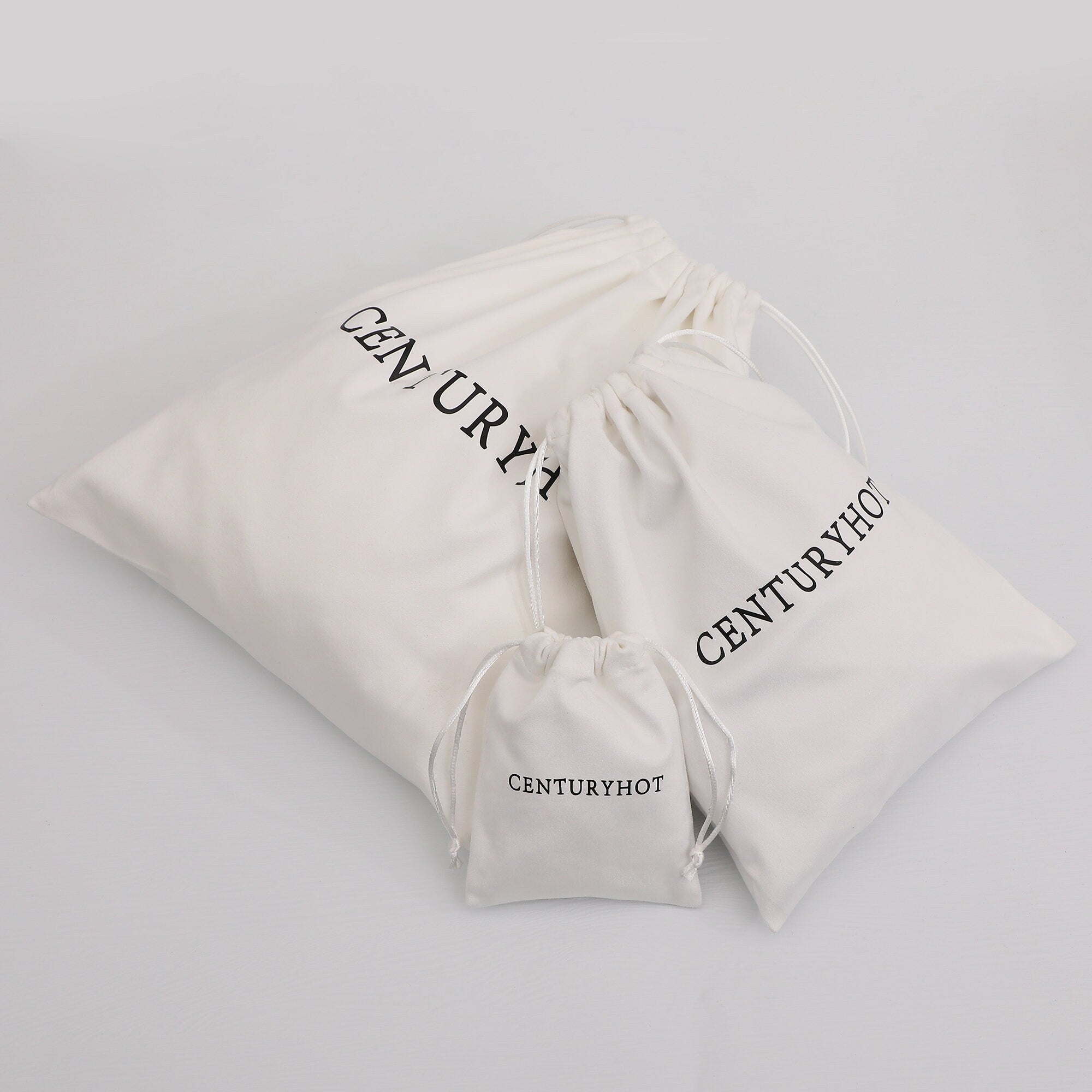 Personalized Logo Flannel Drawstring Bag, Custom Jewelry Pouch-zoom-3