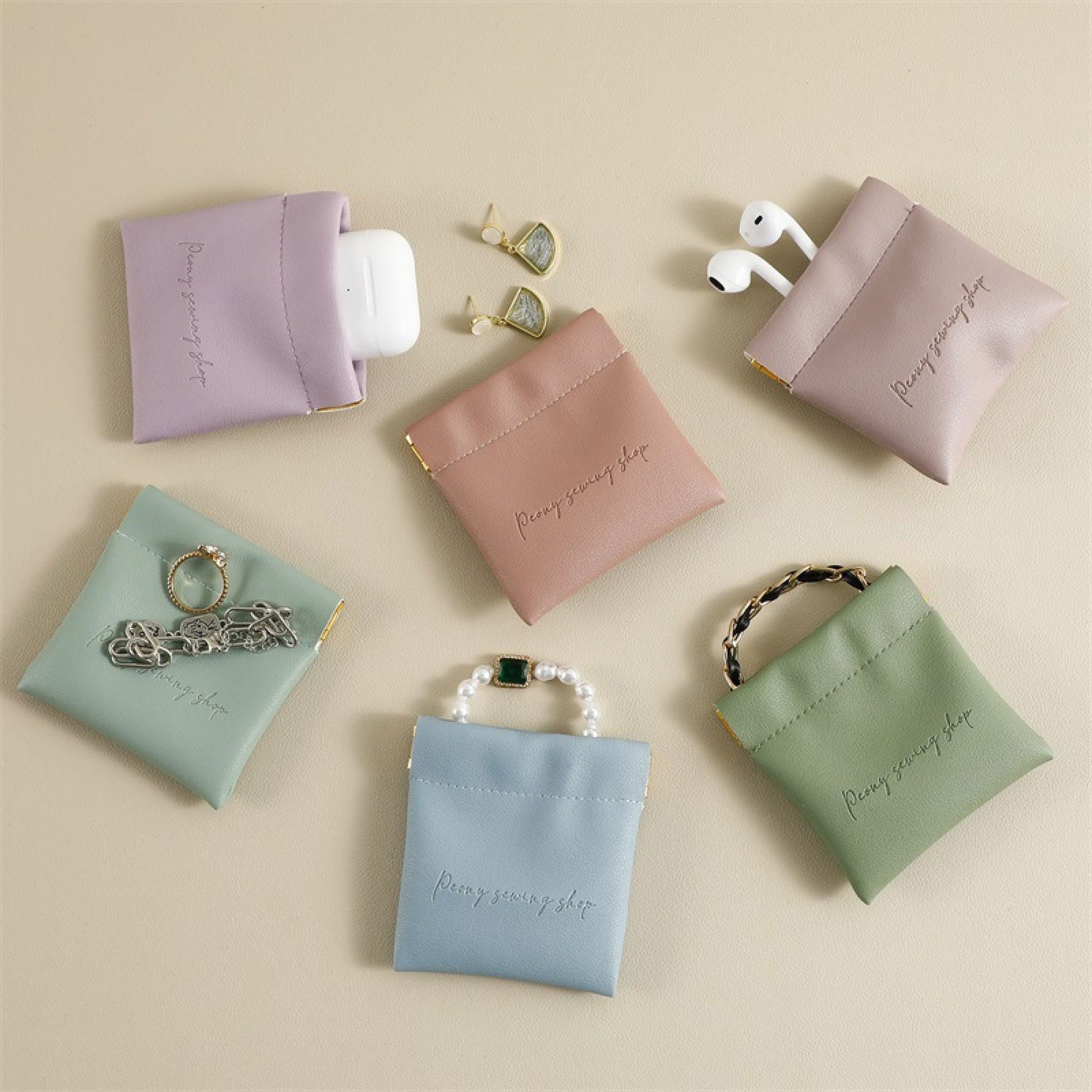 Custom PU Leather Coin Pouch, Logo Change Purse, 8x8cm-5