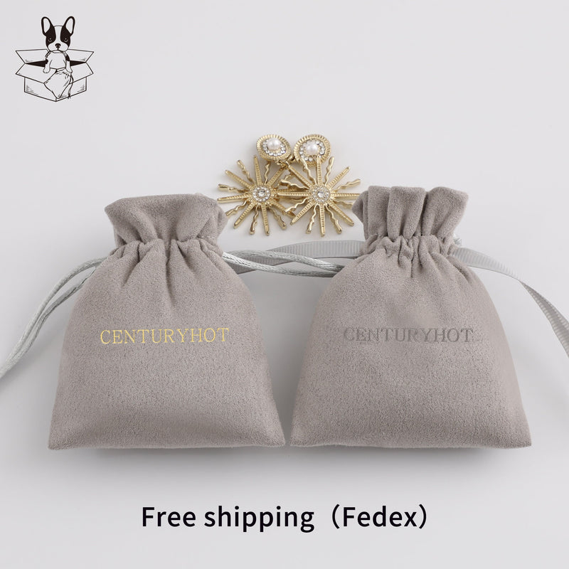 Personalized Suede Drawstring Bag: Custom Logo Jewelry Pouch-zoom-
