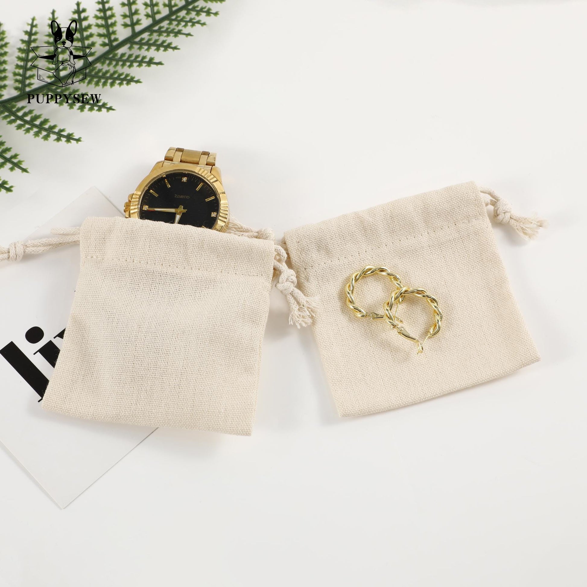 100 Custom Cotton Canvas Drawstring Bags: Logo Jewelry Packaging-4