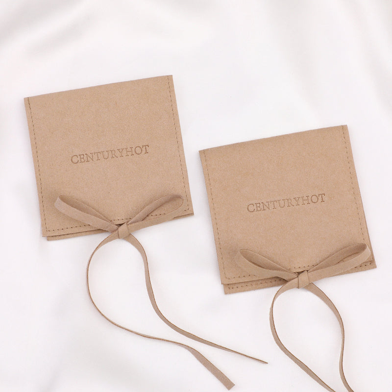 Custom Logo Microfiber Jewelry Bag, Sand Color Envelope Pouch-zoom-