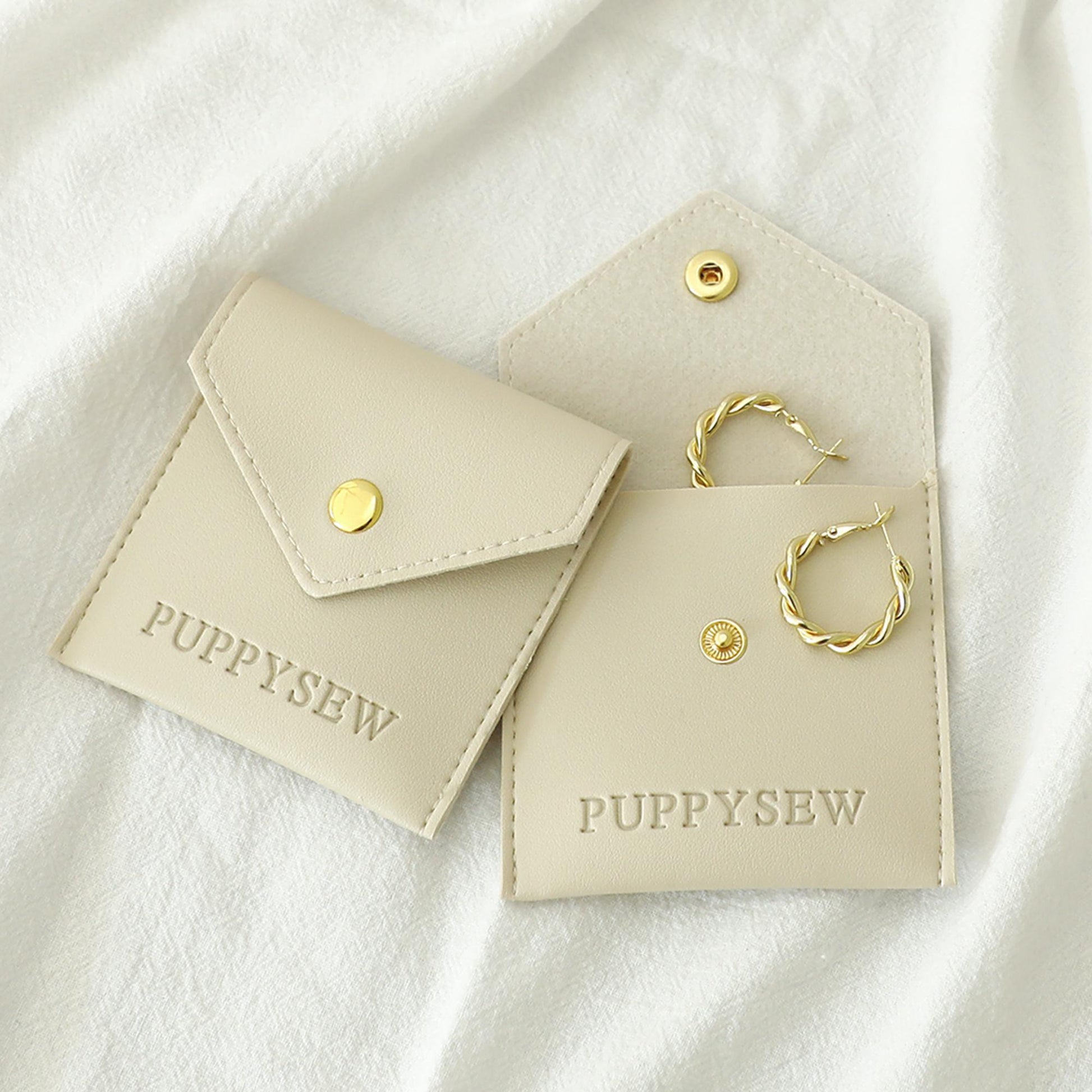 Custom Logo Faux Leather Jewelry Bag, Soft Button Packaging-3
