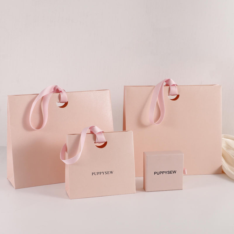 Custom Pink Ribbon Paper Bags, Luxury Boutique Packaging, Personalized Logo-zoom-
