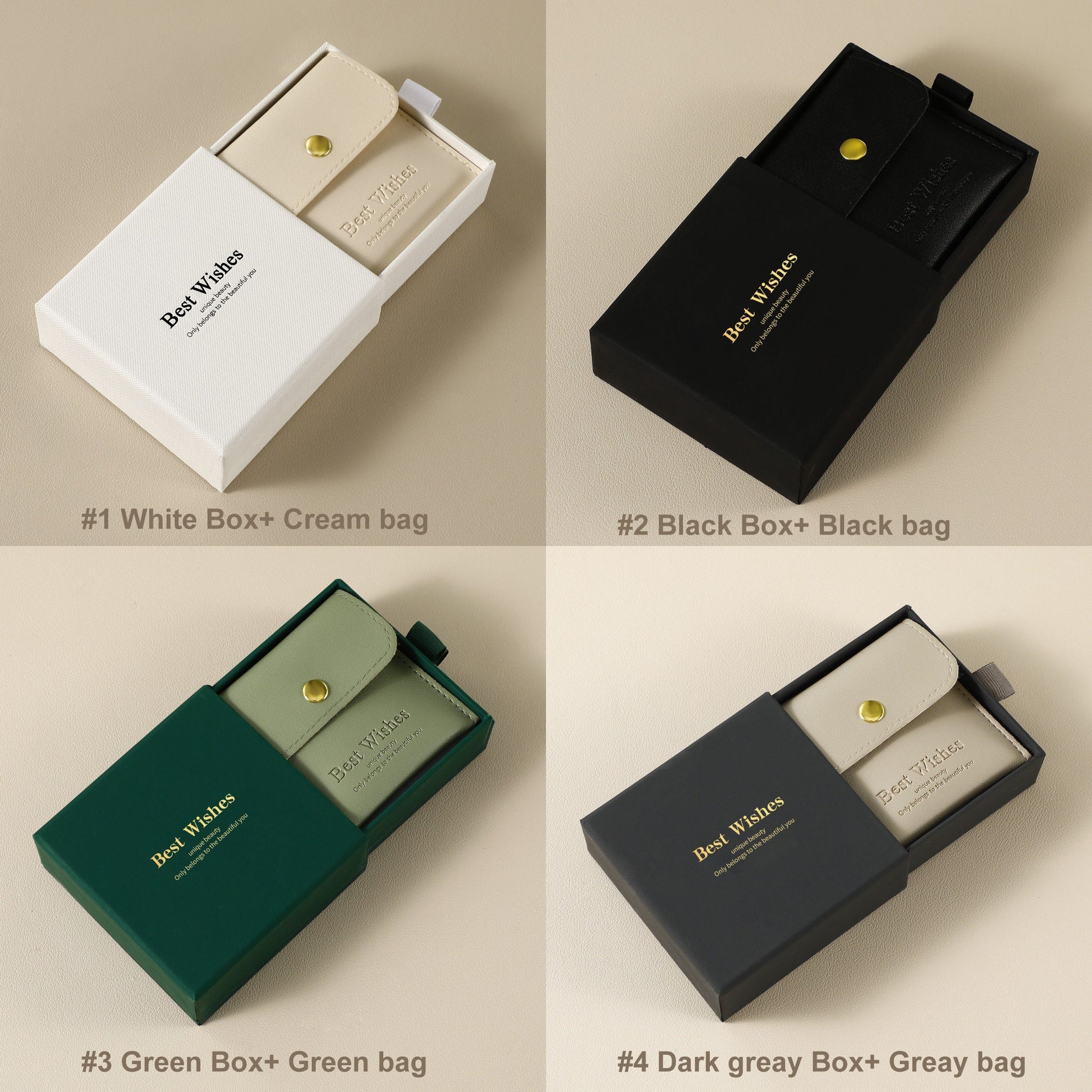50 Cardboard Jewelry Box Sets, Faux Leather Bags (9x9x3.2cm)-4