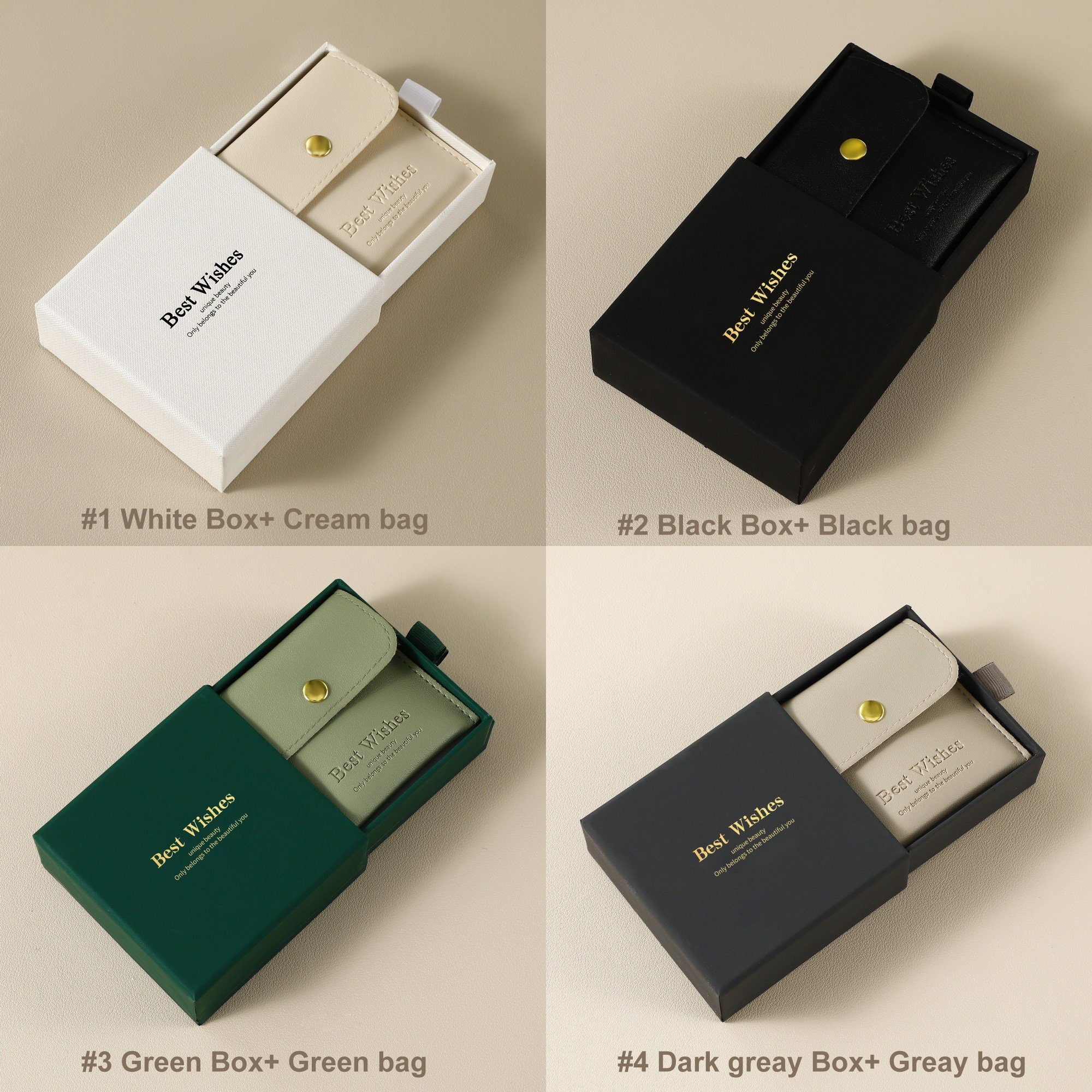 50 Cardboard Jewelry Box Sets, Faux Leather Bags (9x9x3.2cm)-zoom-4