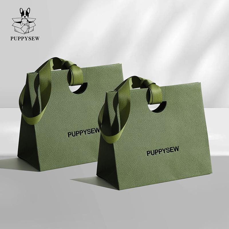Custom Textured Gift Paper Bags with Ribbon, Personalized Logo-3
