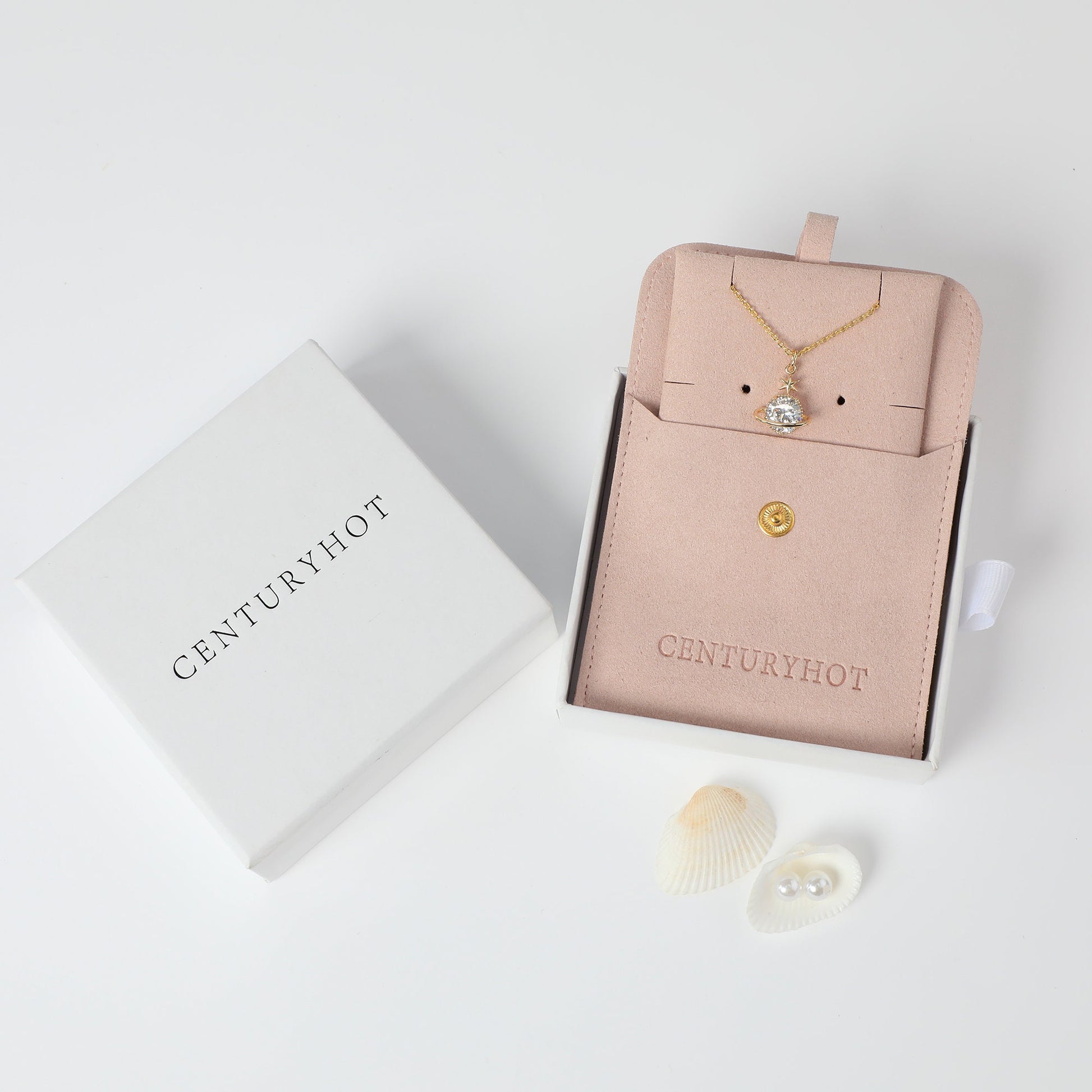 Custom Logo Jewelry Box with Bag & Necklace Clip-3