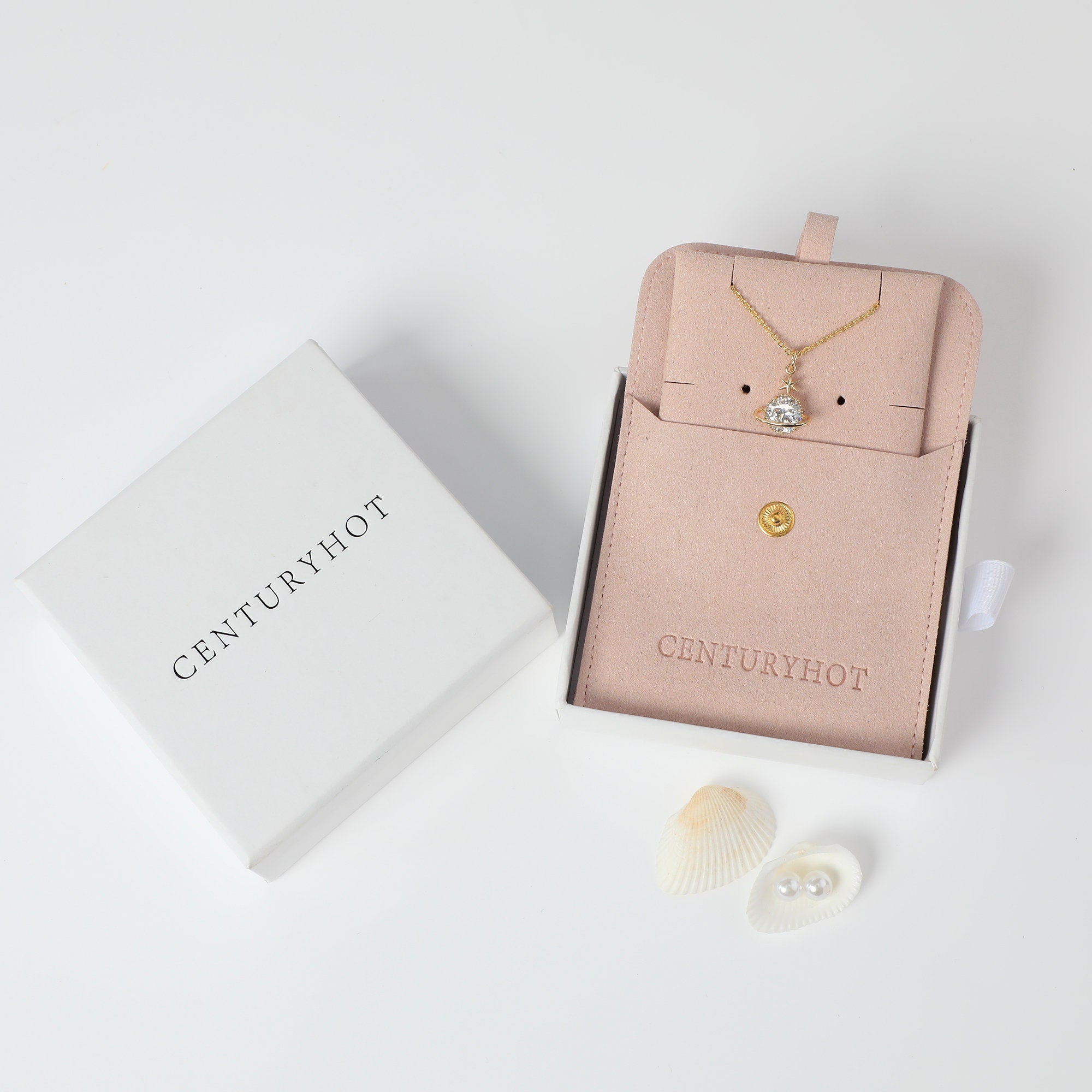 Custom Logo Jewelry Box with Bag & Necklace Clip-zoom-3