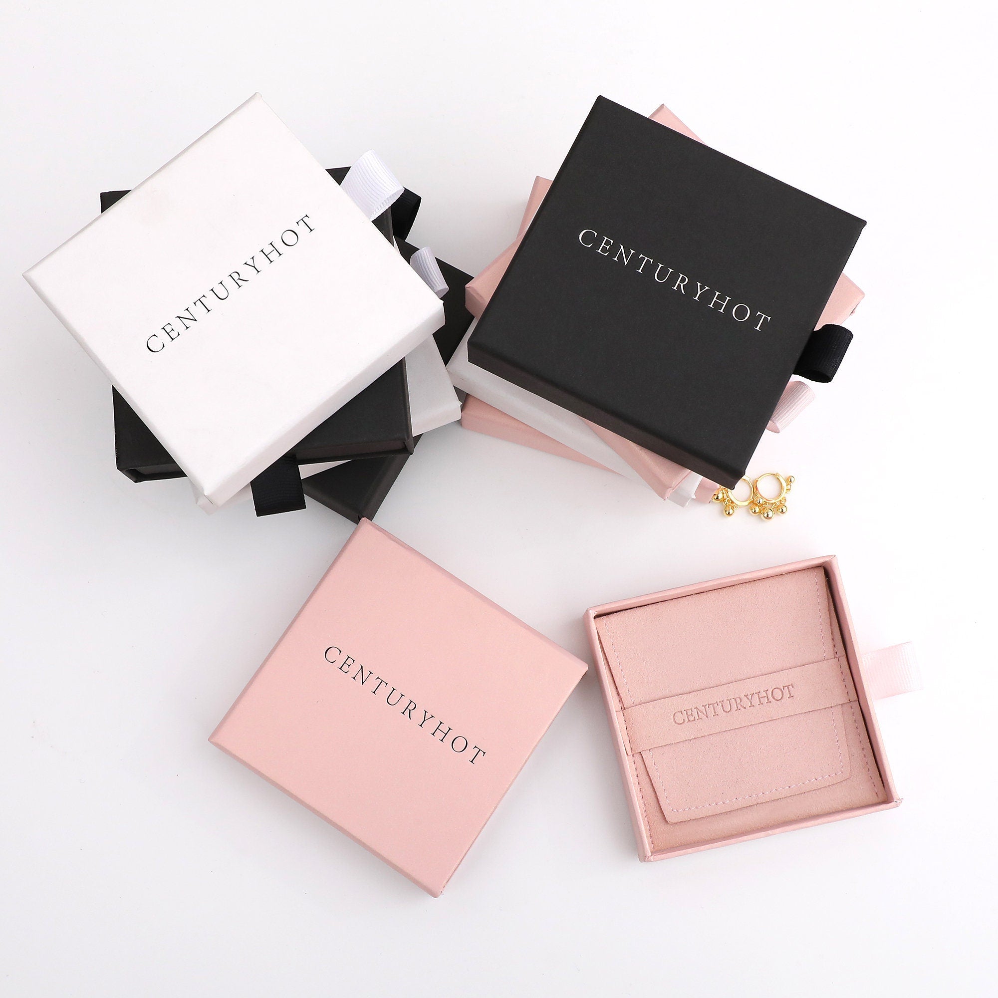Custom Embossed Logo Jewelry Box & Bag Set, Personalized Packaging (9x9cm)-zoom-4
