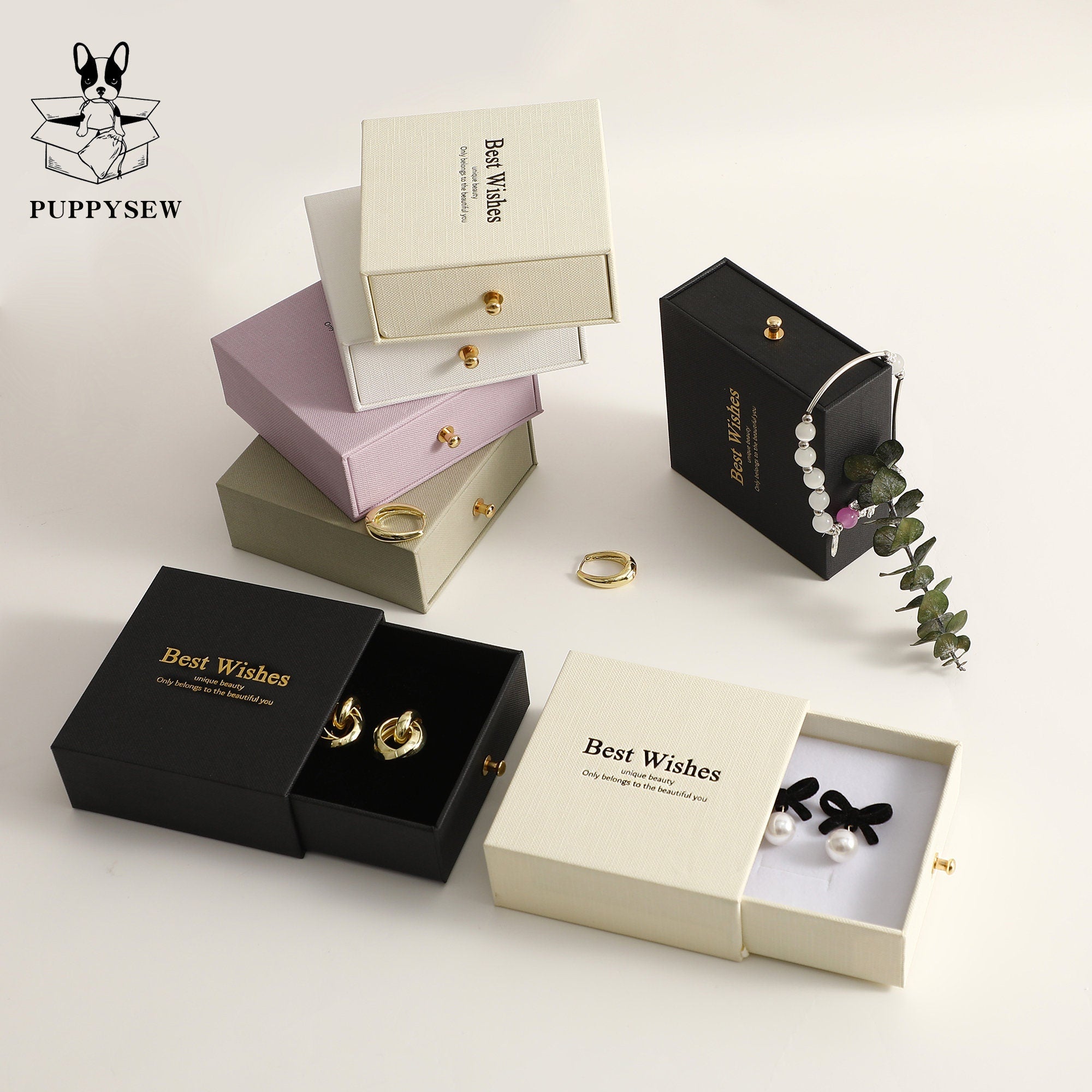 Customizable Jewelry Box with Metal Handle - Necklace, Ring Packaging (50pcs)-zoom-6