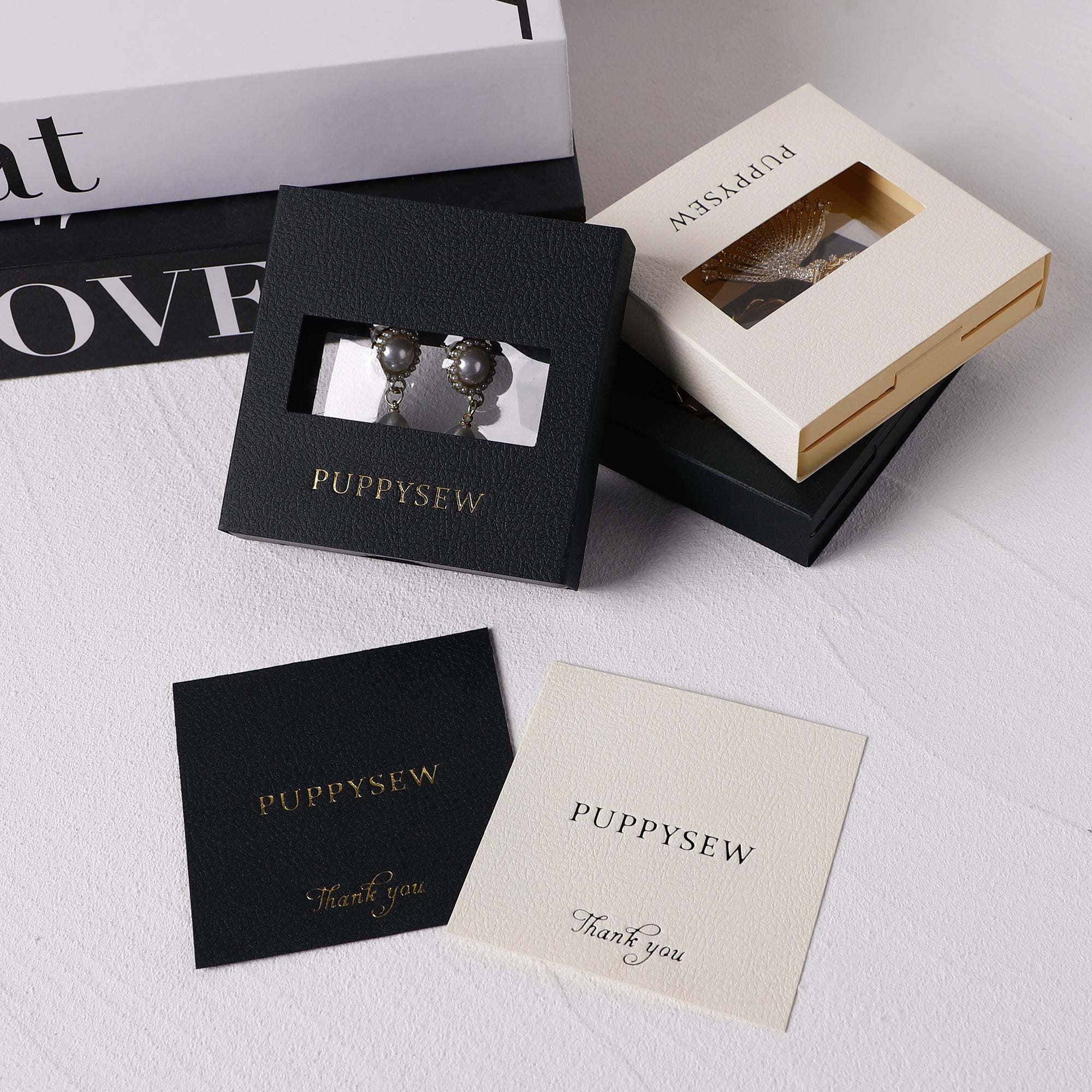 50pcs Custom Logo Jewelry Box Sleeves | Textured Cardboard Packaging for Small Business-zoom-2