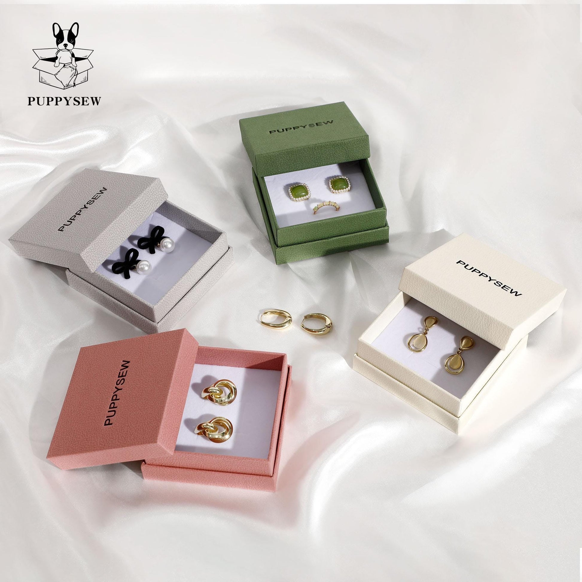 Custom Jewelry Box, Ring Earring Necklace Packaging, 9x9x4cm-1