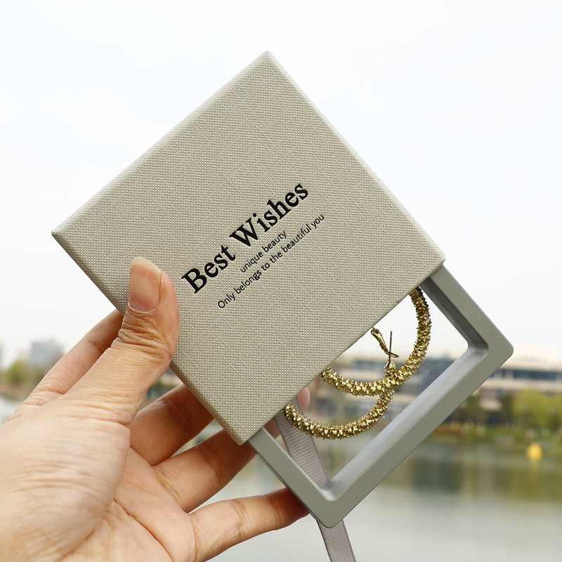 50pcs Custom Logo Jewelry Gift Box - Transparent Suspension Film Packaging-zoom-