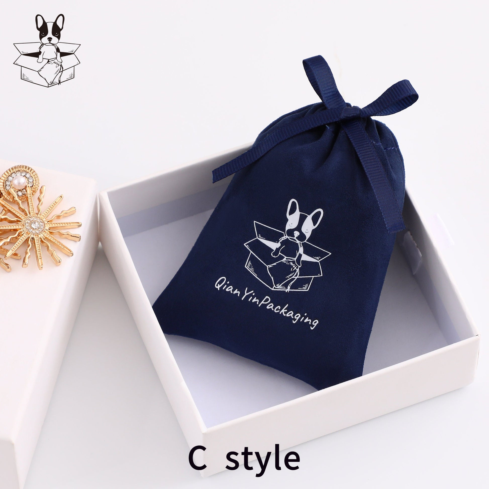 50 Personalized Logo Suede Drawstring Bag, Jewelry Pouch-7